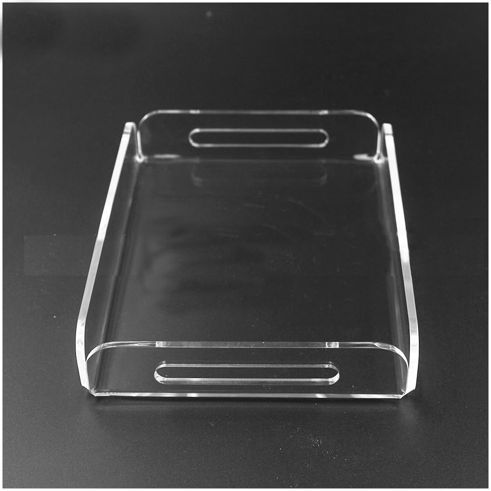 Clear Acrylic A4 Serving Tray with Handles - Stylish Coffee Table Tray for Breakfast, Snacks & Decor - Perfect for Dining, Living Room & Office Use