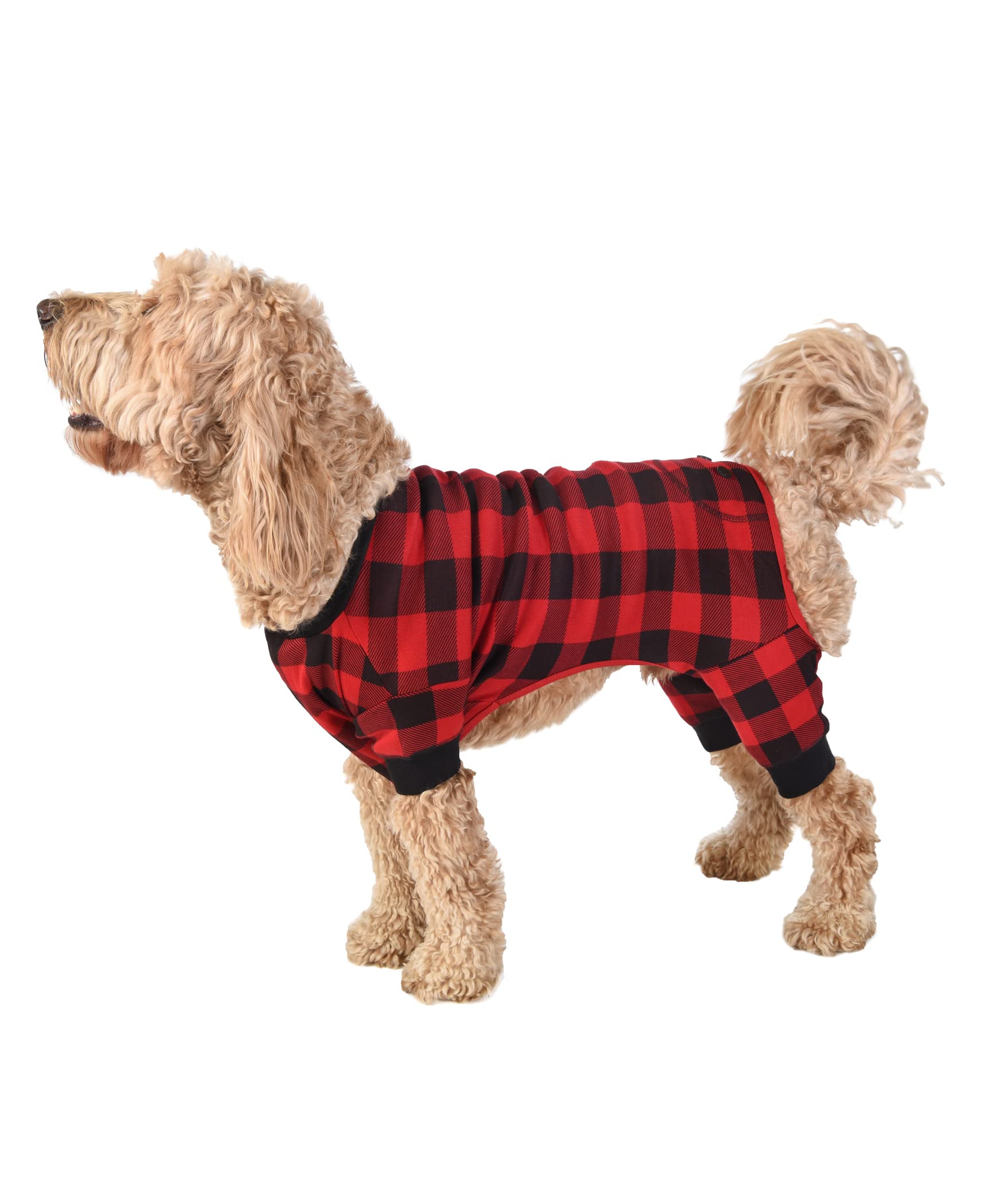 Lazy One Flapjacks Dog Sweater - Plaid One-Piece Pet Outfit for Small to Medium Dogs | Matching Family Pajamas Set | Cozy Winter Wear for Indoor & Outdoor Activities