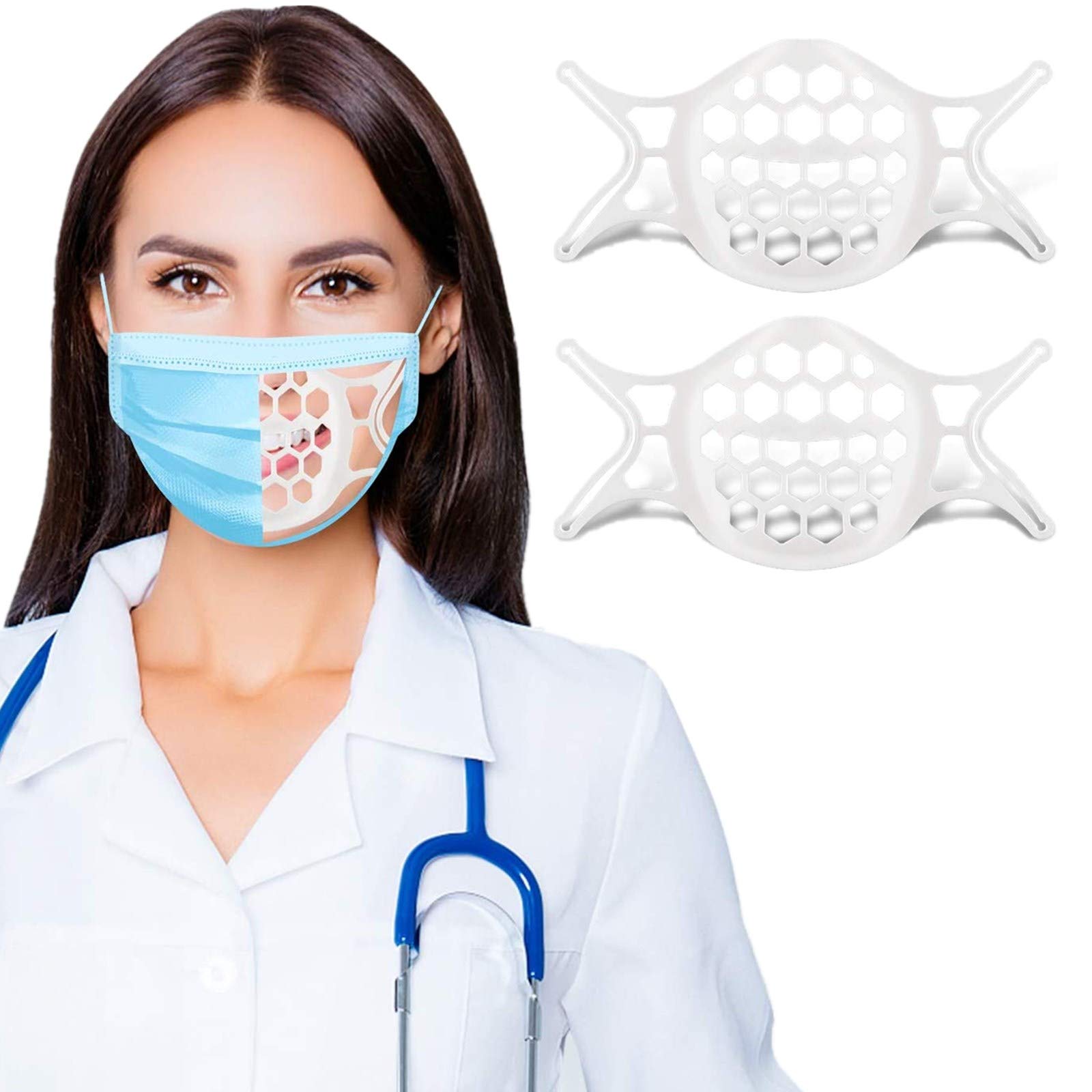 3D Mask Insert Turtle Mask Spacer for Easier Breathing - Labato Silicone Mask Bracket & Plastic Mask Inserts - Face Shield Frame with Mouth/Nose Guard - Cool Breathable Cup Design (2PCS) - Perfect for Daily Wear, Outdoor Activities & Travel Protection