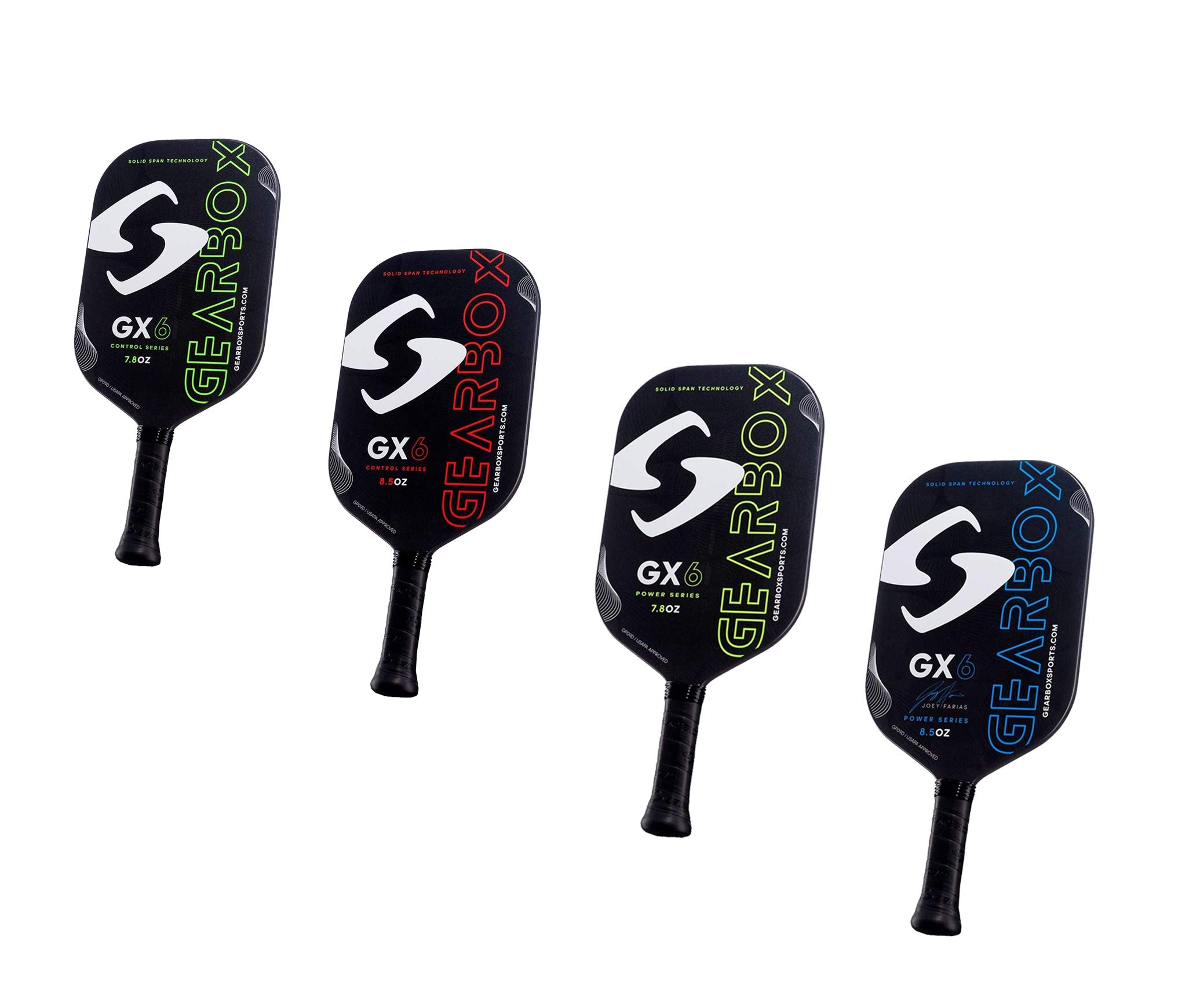 Premium Carbon Fiber Pickleball Paddle - Gearbox GX6 Control 7.8oz | 3-15/16in Green Paddle for Competitive Play & Recreational Games | Perfect for Tournaments, Backyard Fun & Club Play