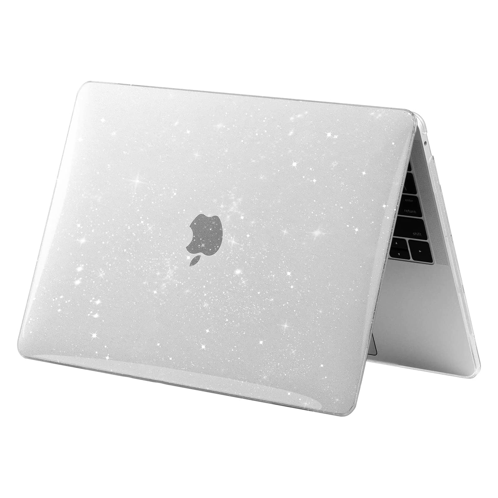 EooCoo Glitter Hard Case for MacBook Air 13 inch M1 Chip (2021-2018) with Retina Display | 13.3 inch Protective Plastic Cover + Keyboard Protector + Screen Protector | Sparkly Clear Design | Perfect for Work, School & Travel Protection
