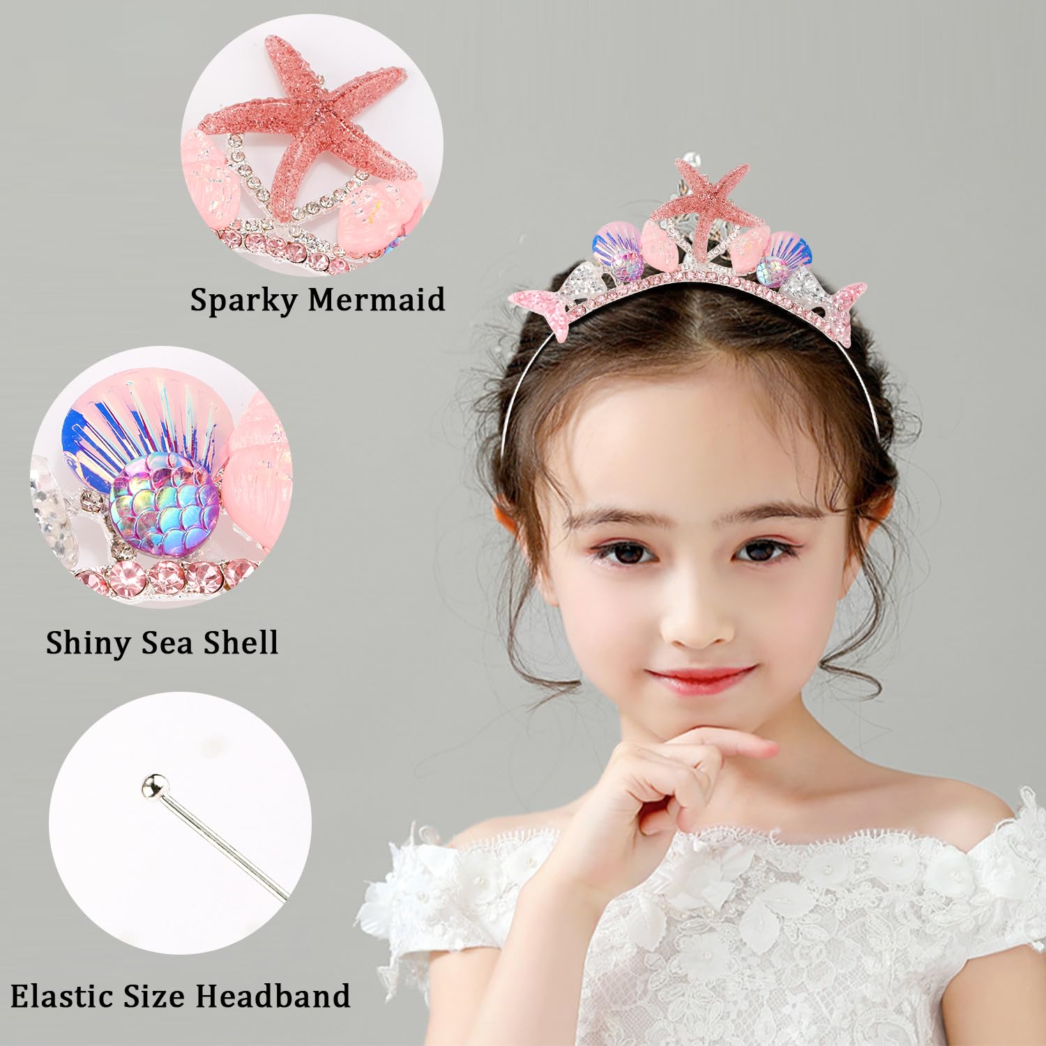 Mermaid Crown Headband for Girls - Princess Tiara with Seashell Design for Little Mermaid Party, Halloween & Birthday Costume Accessories | Perfect for Dress-Up, Themed Parties & Photo Props