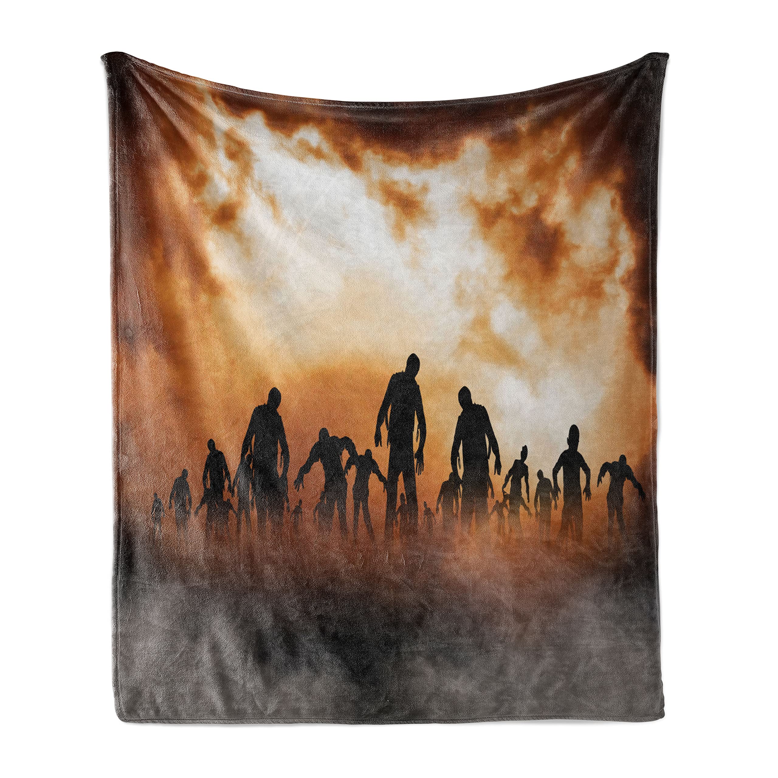 Ambesonne Halloween Zombie Print Fleece Throw Blanket - Soft Plush Flannel Blanket for Indoor & Outdoor Use, 70
