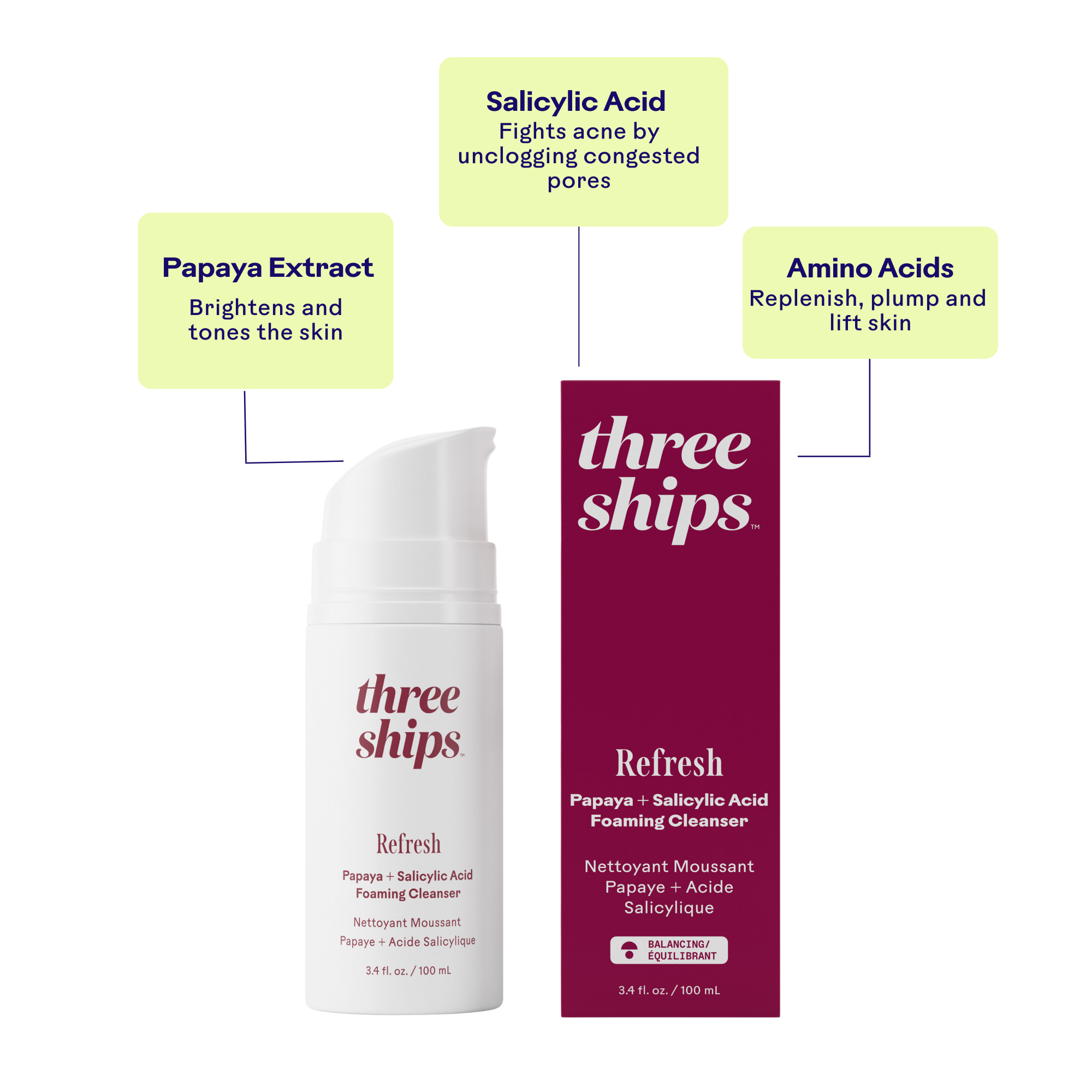 Refresh Papaya & Salicylic Acid Face Cleanser - Exfoliating Acne Treatment for Oily & Combination Skin - Daily Deep Pore Cleansing for Clear, Glowing Skin