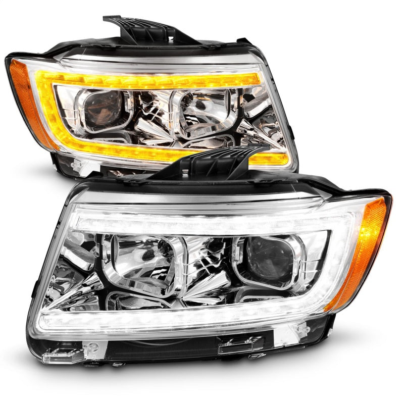 ANZO Projector Headlights with Light Bar Switchback (Chrome) for 2011-2013 Jeep Grand Cherokee - Upgrade Your Off-Road Lighting for Night Driving & Adventure