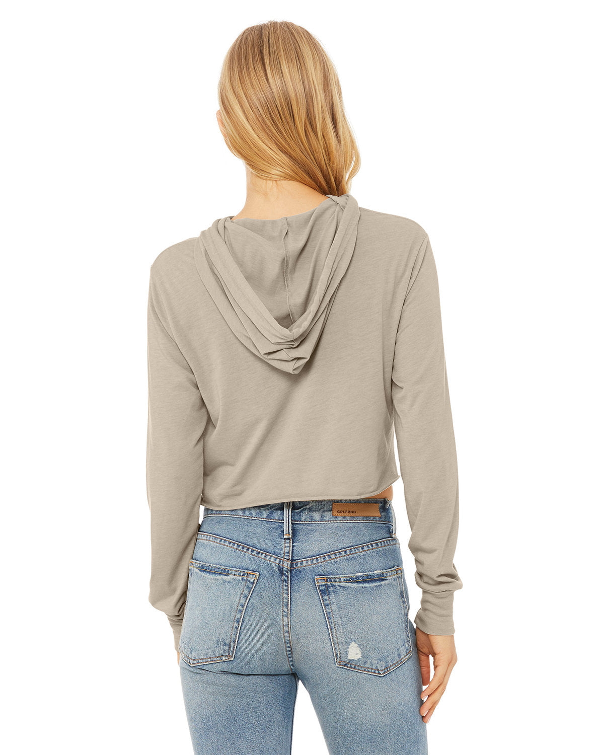 Bella + Canvas 8512 Women's Cropped Long Sleeve Hoodie T-Shirt - Soft Cotton Blend Pullover for Casual Wear, Gym, and Outdoor Activities