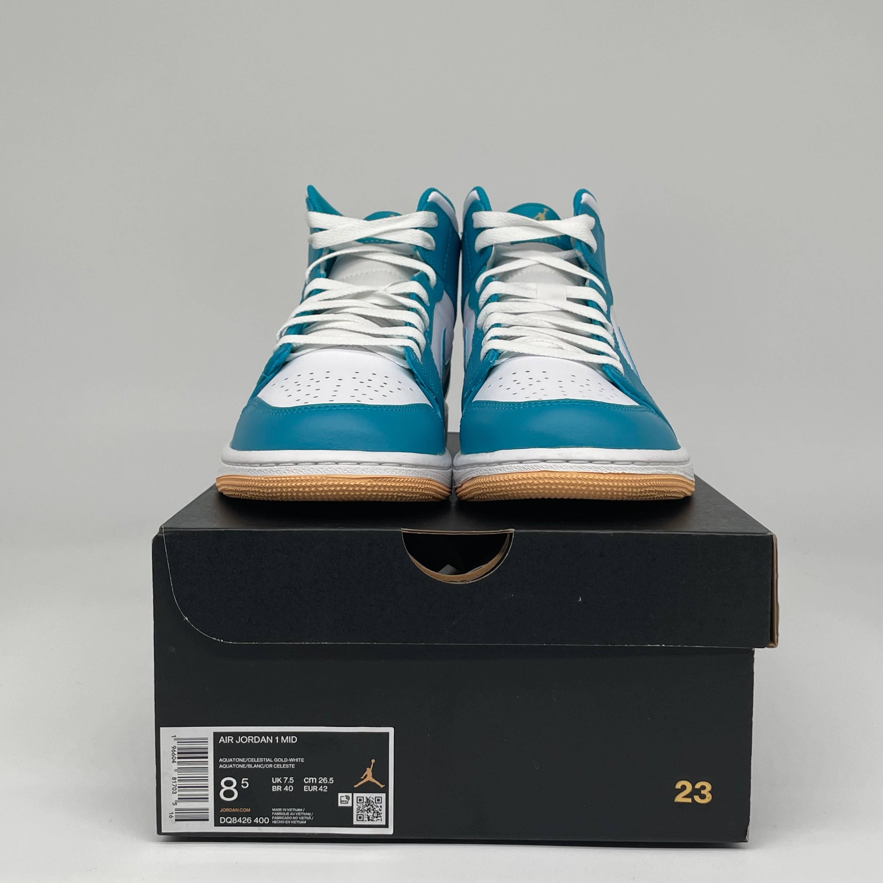 AIR JORDAN 1 MID AQUATONE Men's Basketball Shoes - Size 8.5 (DQ8426-400) | Retro Sneakers for Casual Wear, Street Style & Sports Performance
