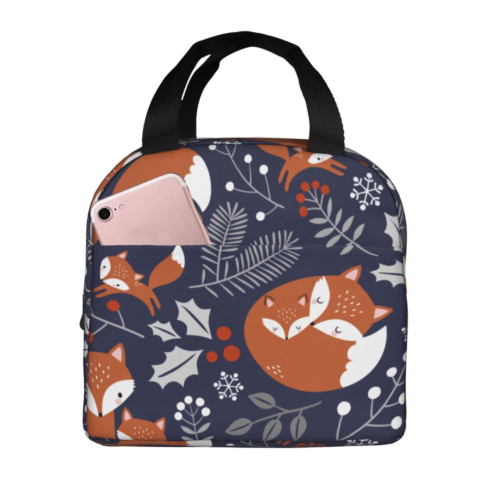 Insulated Reusable Fox Lunch Bag - Portable Cooler Tote for Men & Women, Office, Picnic, Hiking & Outdoor Activities