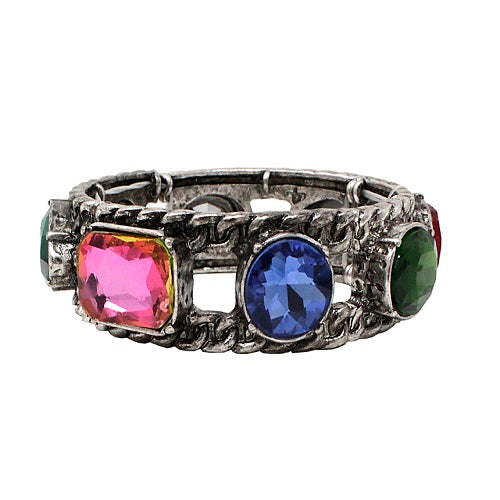Silver Crystal Cabochon Bracelet for Women - Elegant Beaded Jewelry for Everyday Wear & Special Occasions