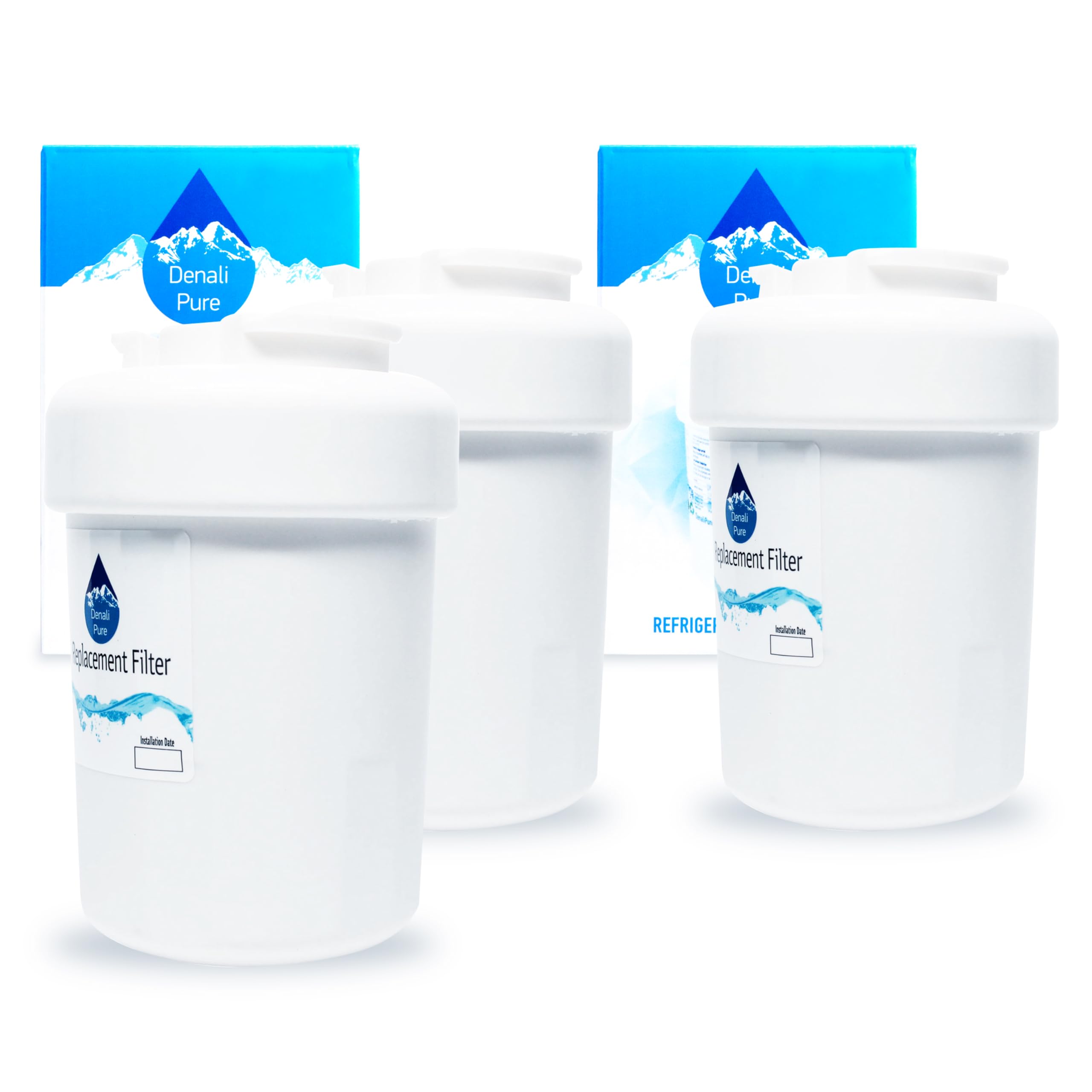 3-Pack GE GSS22SGRESS Refrigerator Water Filter Replacement - Compatible with MWF & MWFP Fridge Filters | Clean Drinking Water for Home & Office Use