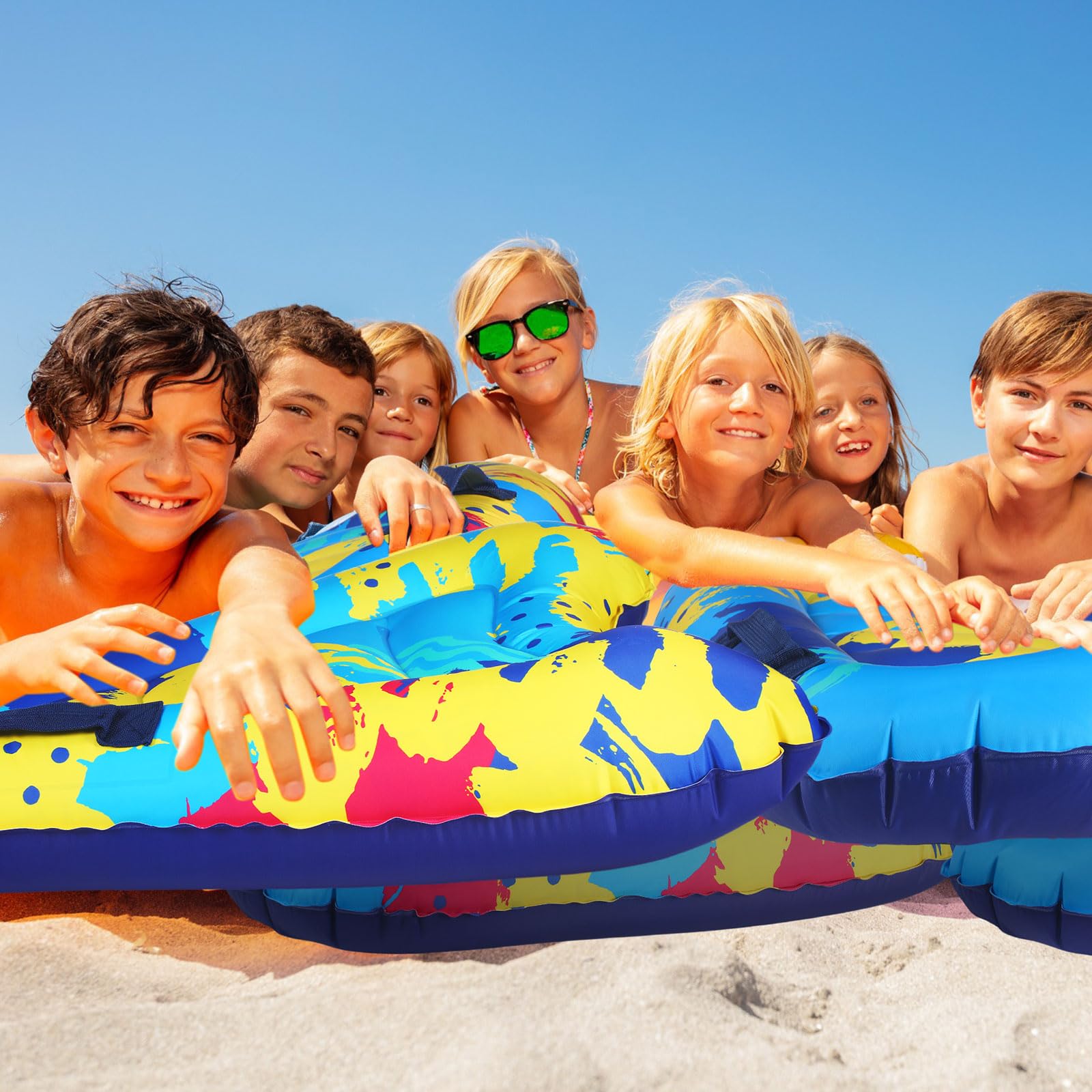 Inflatable Surf Body Board with Handles - Portable Pool & Beach Float for Kids & Adults - Perfect for Water Games, Swimming, Summer Fun at Ocean, Lake, and Backyard Pools