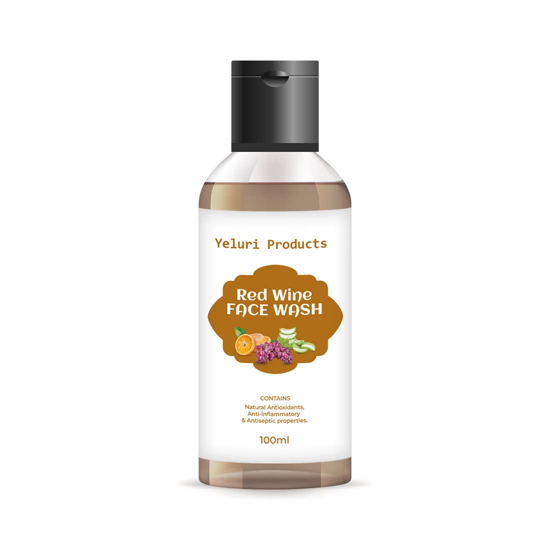 Yeluri Red Wine Face Wash for Men & Women - Deep Cleansing, Whitening & Revitalizing - Paraben-Free 100ml - Perfect for Daily Skincare & Anti-Aging Routine