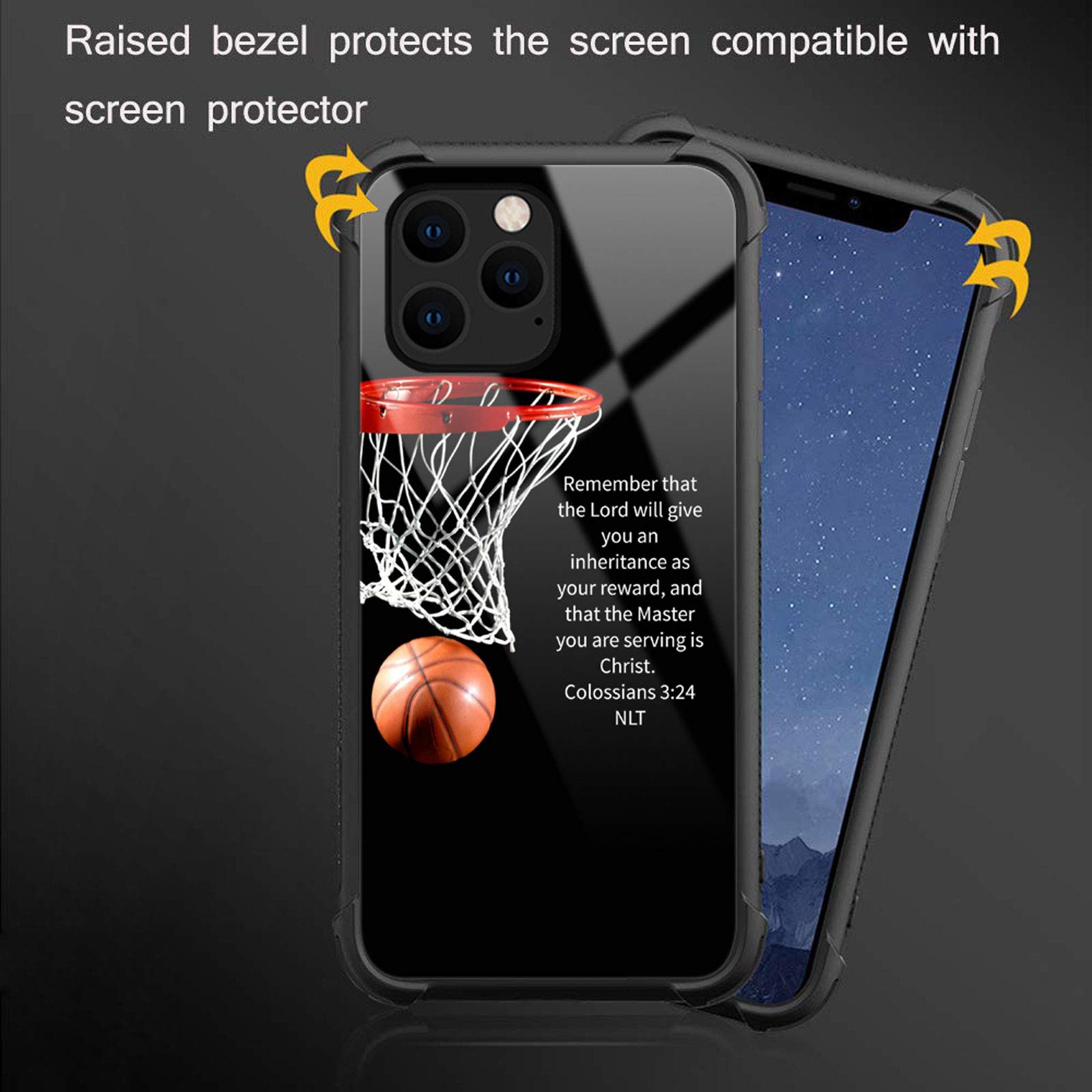 iPhone 12 Mini Case for Girls - Basketball Inspirational Text & Graphic Design, Shockproof Anti-Scratch Hard PC Back Cover | Perfect for Sports Fans, School, and Everyday Protection