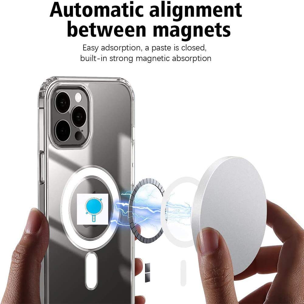 XZC MagSafe Magnet Sticker - Strong Magnetic DIY Wireless Charging Stickers for iPhone 12/11/Pro Max/Mini/Xs/Xr - Compatible with MagSafe Cases & Accessories (2Pcs) - Perfect for Home, Office & Travel Charging