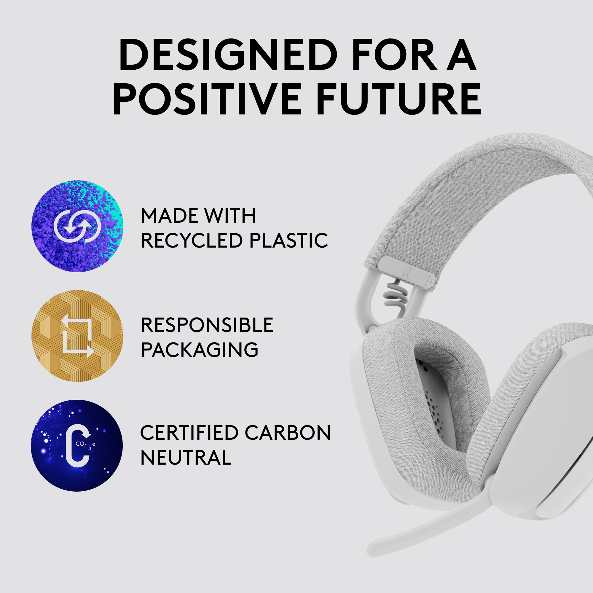 Logitech Zone Vibe 100 Lightweight Wireless Bluetooth Headphones with Noise Cancelling Mic - Over Ear Comfort for Work Calls, Music & Gaming | Compatible with Teams, Zoom, Google Meet | Perfect for Home Office, Remote Work & Online Classes (Off White)