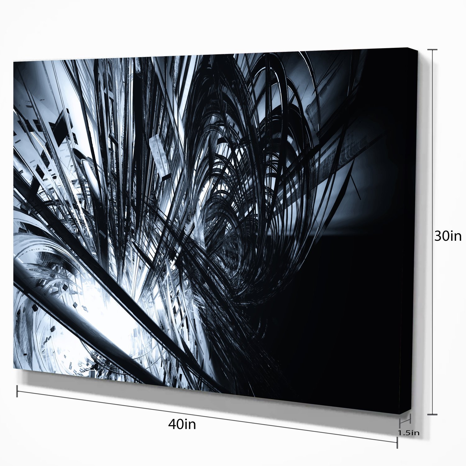 3D Abstract Black and White Canvas Art Print - Modern Wall Decor for Living Room, Bedroom & Office