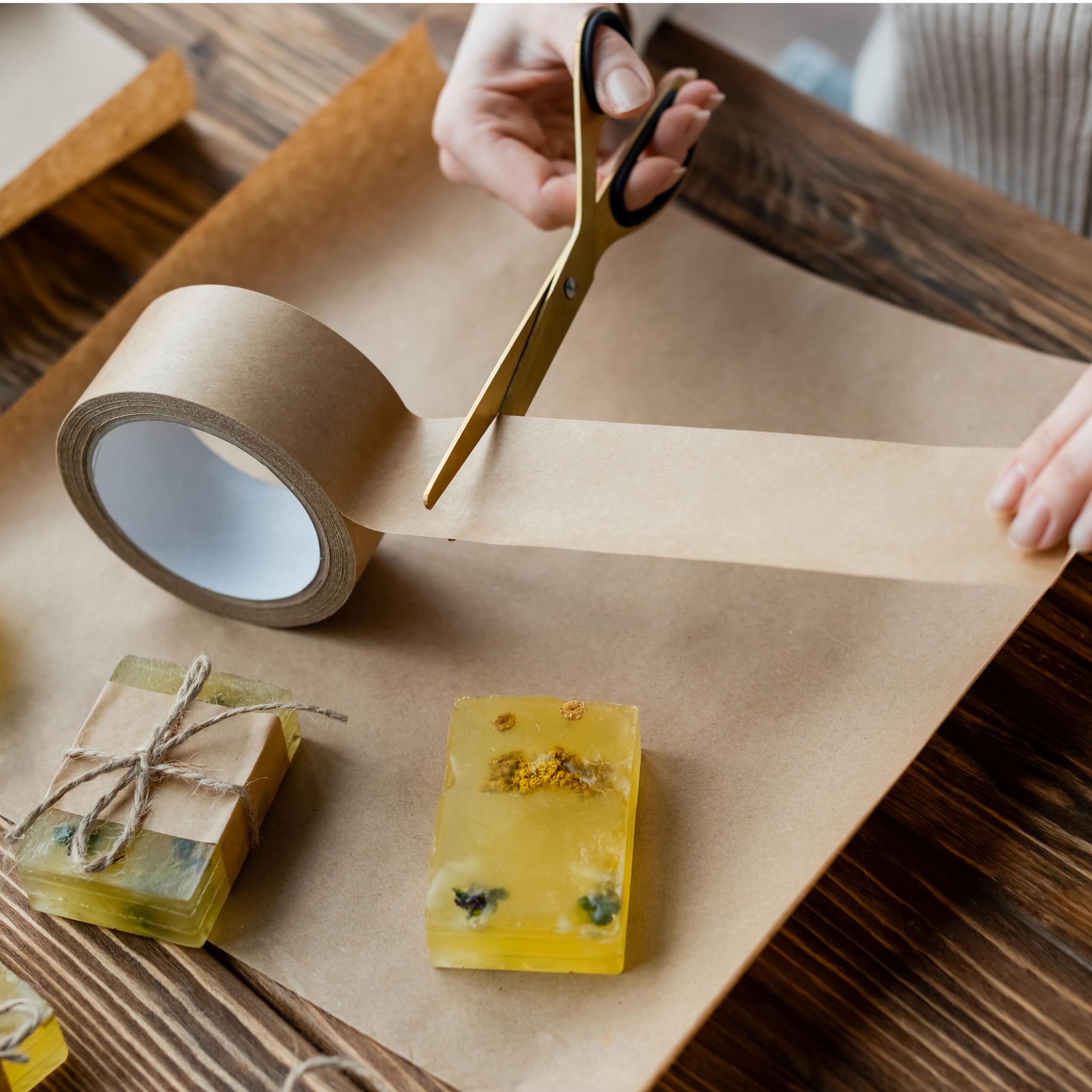 MMBM Heavy Duty Reinforced Gummed Kraft Paper Packing Tape - 72mm x 500 Feet (6 Rolls) - Water Activated Brown Shipping Tape for Carton Box Sealing - Ideal for Ecommerce Packaging, Warehouse Shipping & Moving Supplies