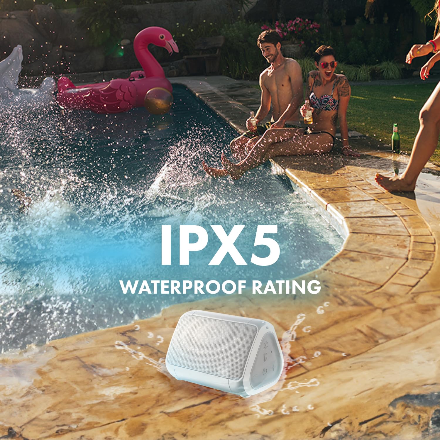 Cambridge Soundworks OontZ Solo Bluetooth Speaker - 5W Portable Mini Speaker with Bluetooth 5.4, 100ft Wireless Range, 10-Hour Playtime & IPX7 Waterproof - Perfect for Outdoor, Travel, Pool Party & Shower (White)