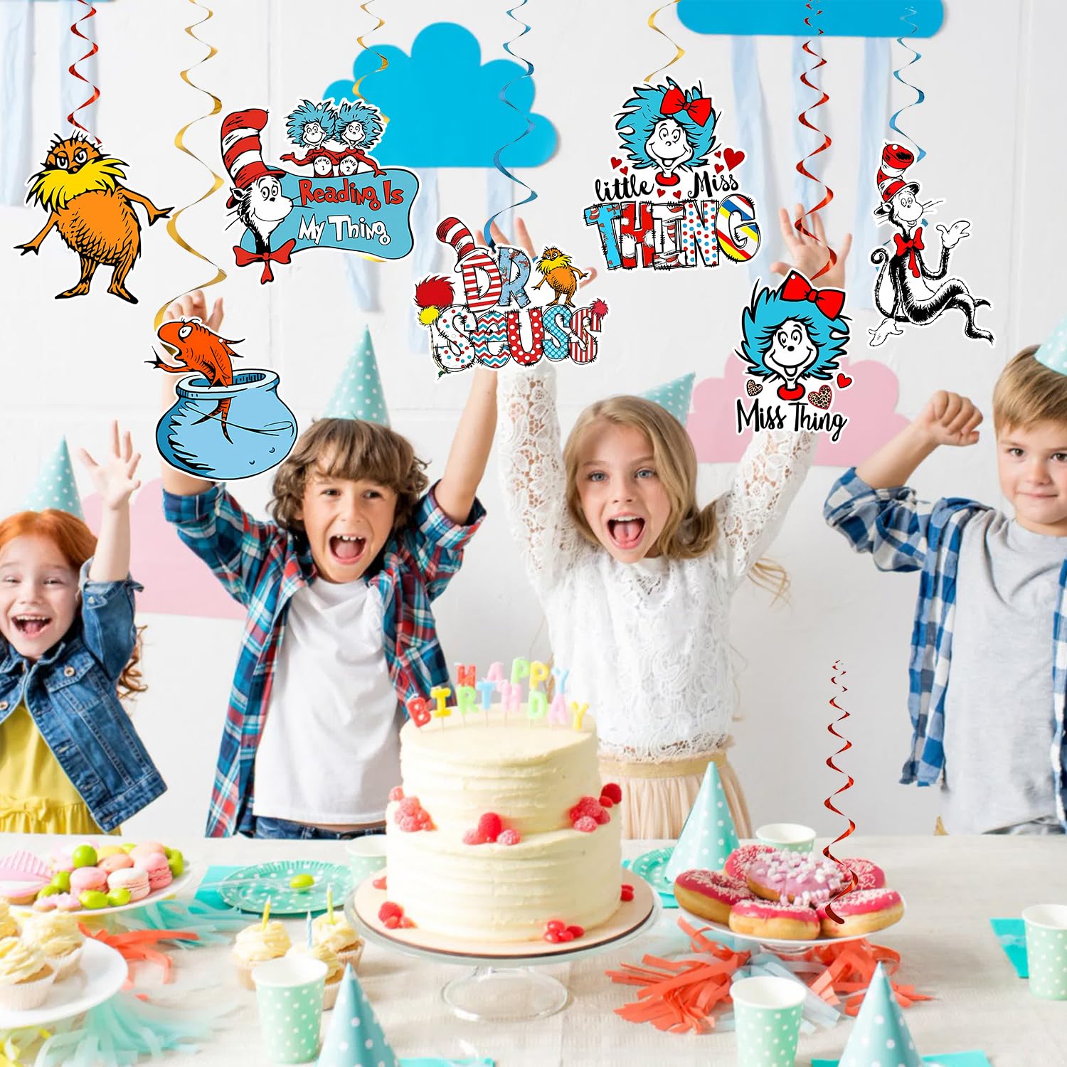 36Pcs Cat Theme Birthday Party Decorations - Hanging Foil Swirls & Whirls for Ceiling Decor | Perfect for Kindergarten Graduation, Classroom Decorations & Kids' Party Supplies | Great for Birthday Celebrations, School Events & Baby Showers