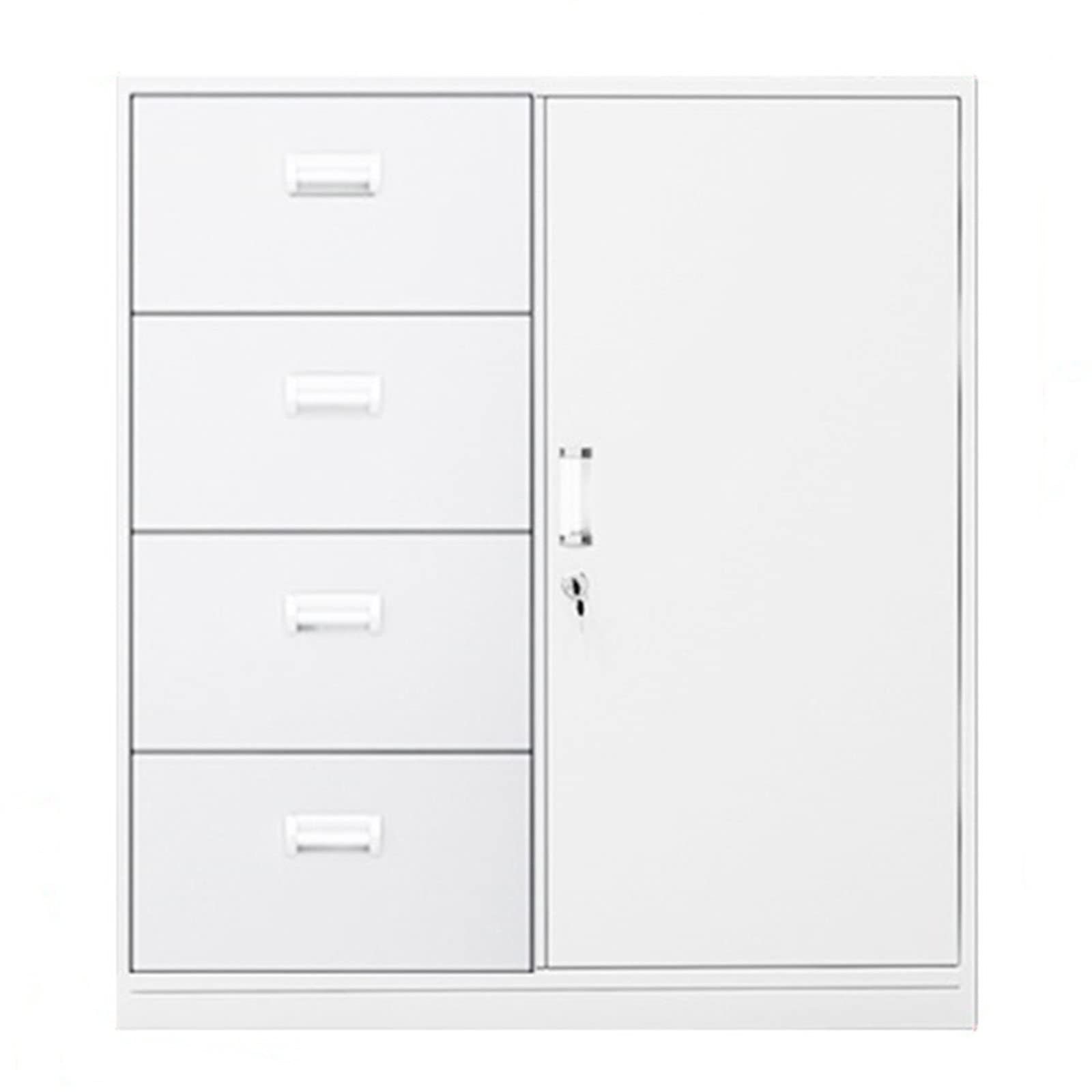 White 75x39x58cm Locking File Cabinet - Secure Office Storage Cabinet for Financial Documents, Vouchers & Everyday Files - Ideal for Home Office, Accounting Departments & Business Workspaces
