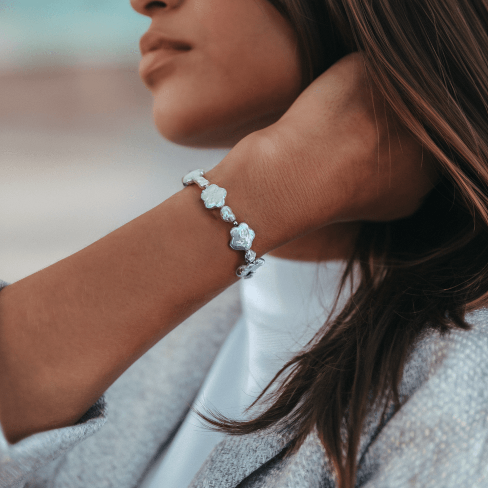 Elegant Plum Blossom Baroque Pearl Bracelet - Vintage Style Handmade Jewelry for Women - Perfect for Weddings, Parties & Special Occasions