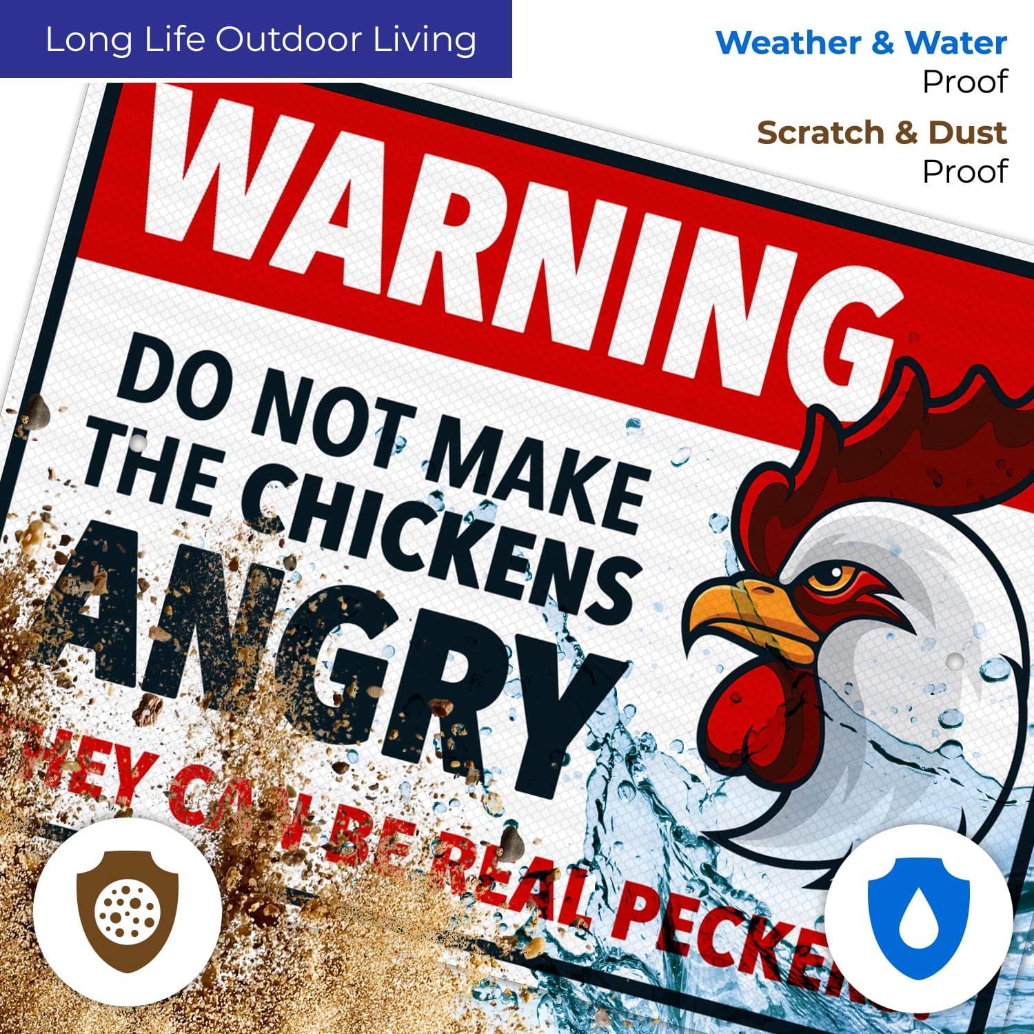 Funny Chicken Coop Sign - Warning Do Not Make The Chickens Angry - 18x24 Inches Reflective Aluminum Sign - 3M EGP .080 Fade Resistant - Indoor/Outdoor Use - Easy Mounting - Made in USA - Perfect for Farmhouse Decor, Backyard Chicken Coops & Poultry Enthusiasts