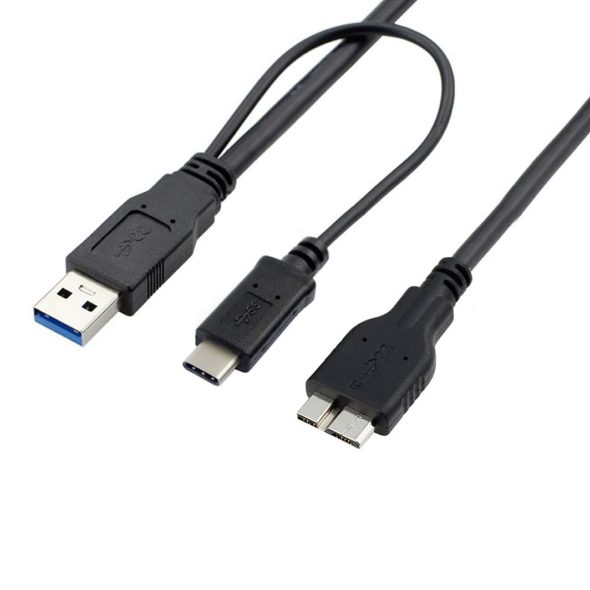 Chenyang USB 3.0 & USB C to Micro USB 3.0 Extension Cable 60CM - High Speed Data Transfer for External Hard Drives, SSDs, and Mobile Devices - Perfect for Office, Home, and Travel Use