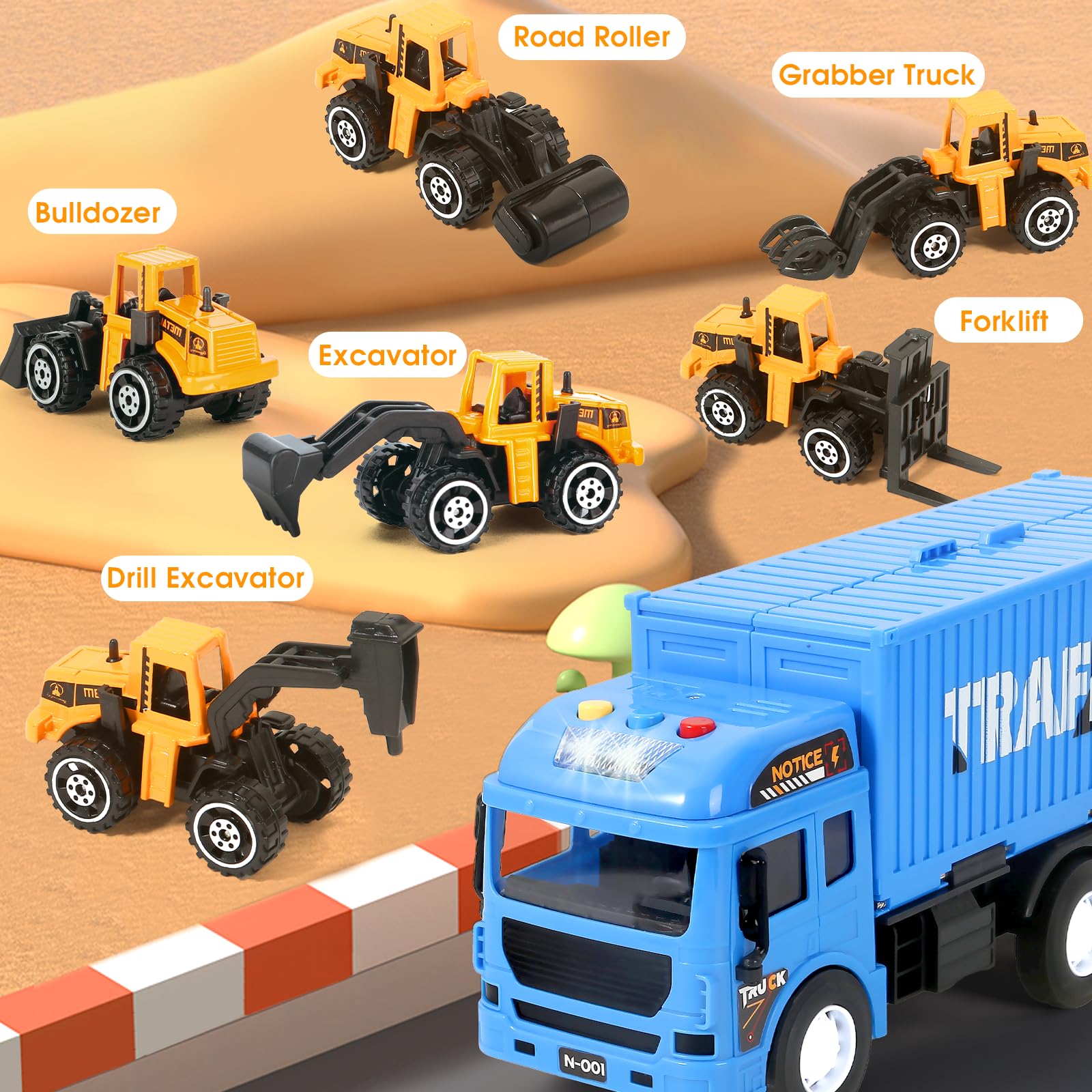 Best Construction Truck Toys Set for Kids - Alloy Crane, Excavator, Forklift, Bulldozer & Dump Trucks with Ejection Track - Perfect Gift for 3-7 Year Old Boys | STEM Learning & Imaginative Play