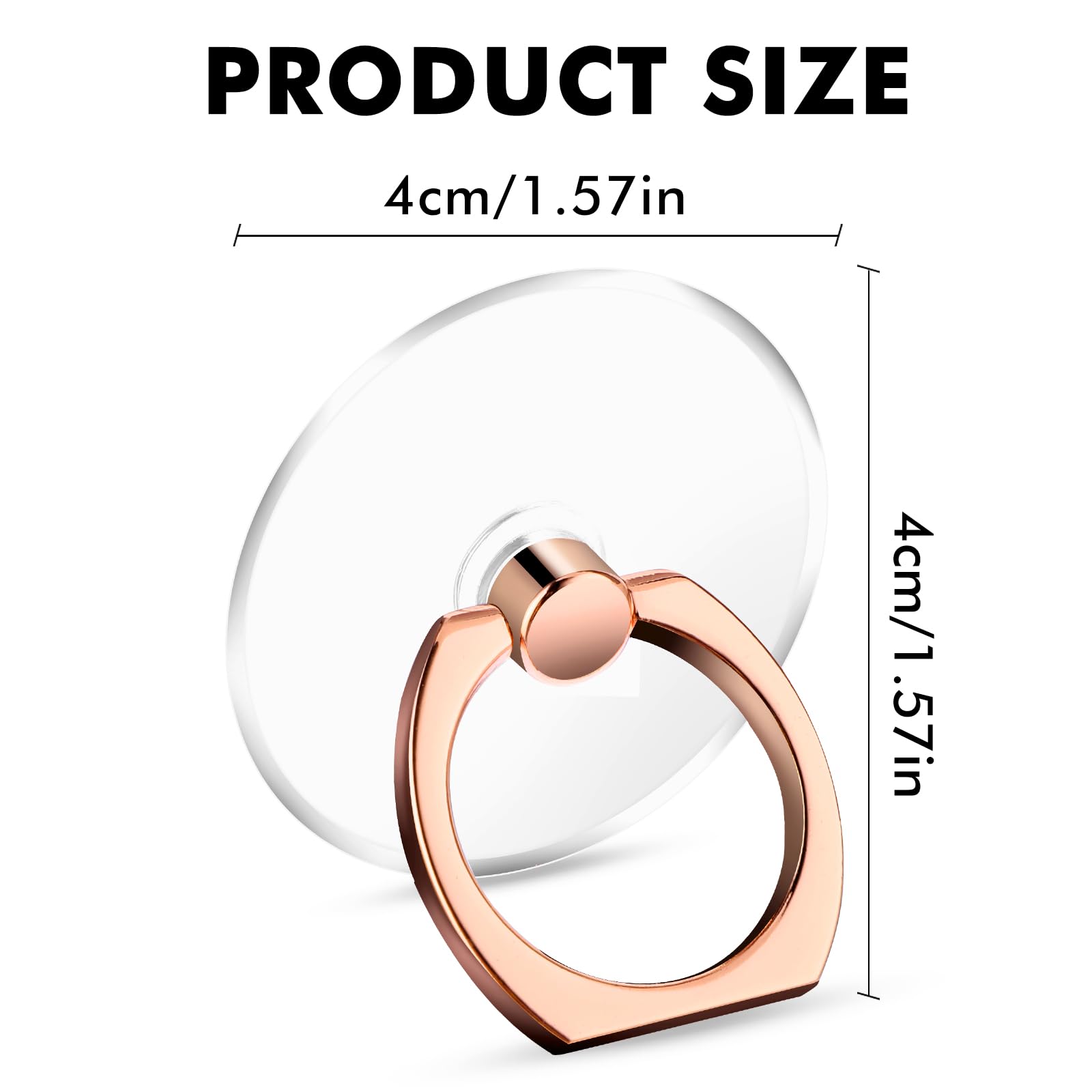 360° Rotating Transparent Phone Ring Holder - Finger Kickstand Grip for Cell Phones & Tablets (Rose Gold) | Perfect for Hands-Free Viewing, Secure Grip & Multi-Angle Adjustments
