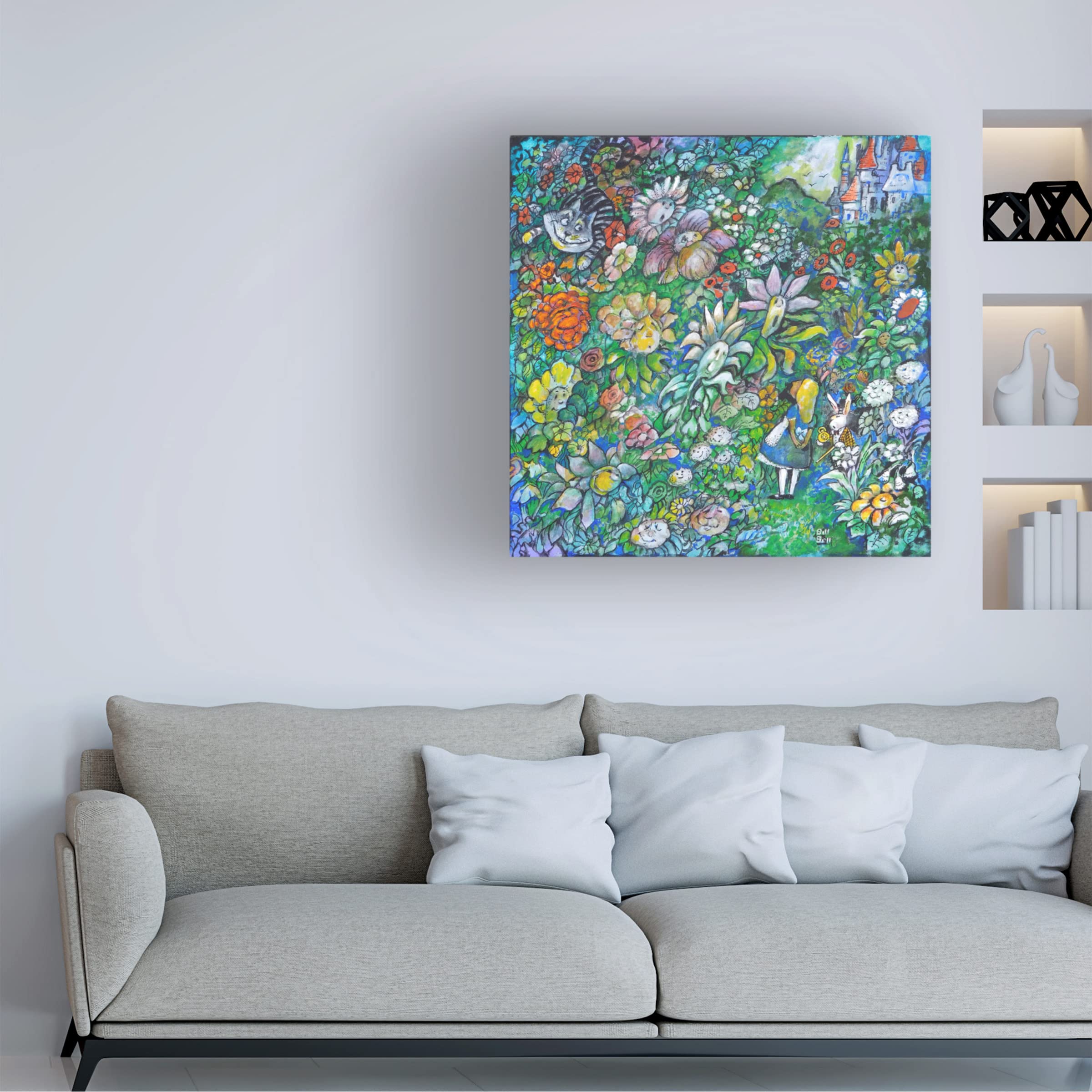 Trademark Fine Art 'In The Wonderland Garden' Canvas Wall Art by Bill Bell - Vibrant Landscape Painting for Living Room, Bedroom & Office Decor