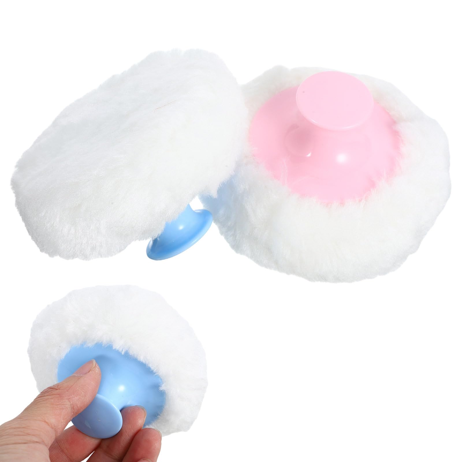 EXCEART 4Pcs Baby Talcum Powder Puff with Short Handles - Large Round Velour Body Powder Puff for Smooth Loose Powder Application | Makeup & Cosmetic Sponge for Babies, Kids & Adults | Perfect for Daily Skincare, Post-Bath Use & Gentle Makeup Blending