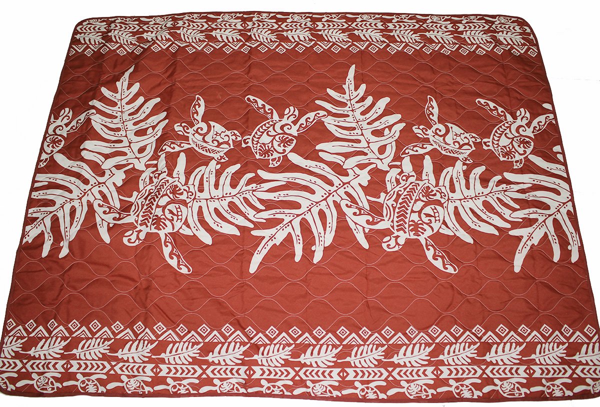Hawaiian Quilt Floor Mat - Non-Slip Picnic Blanket & Multi-Purpose Utility Mat for Indoor/Outdoor Use - Blue, Red, Green Color Options (Red) - Perfect for Beach, Camping, Yoga & Home Decor