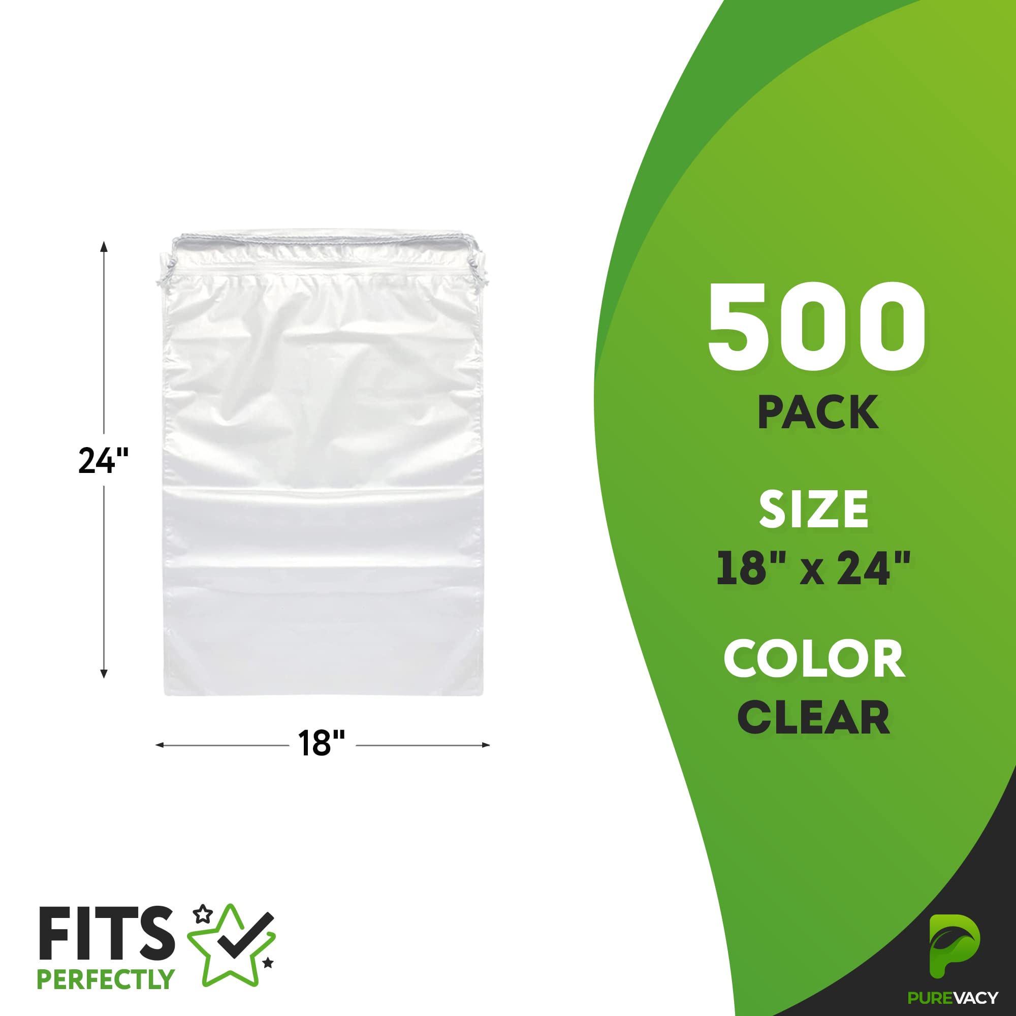 500 Pack Clear Plastic Drawstring Bags - 18