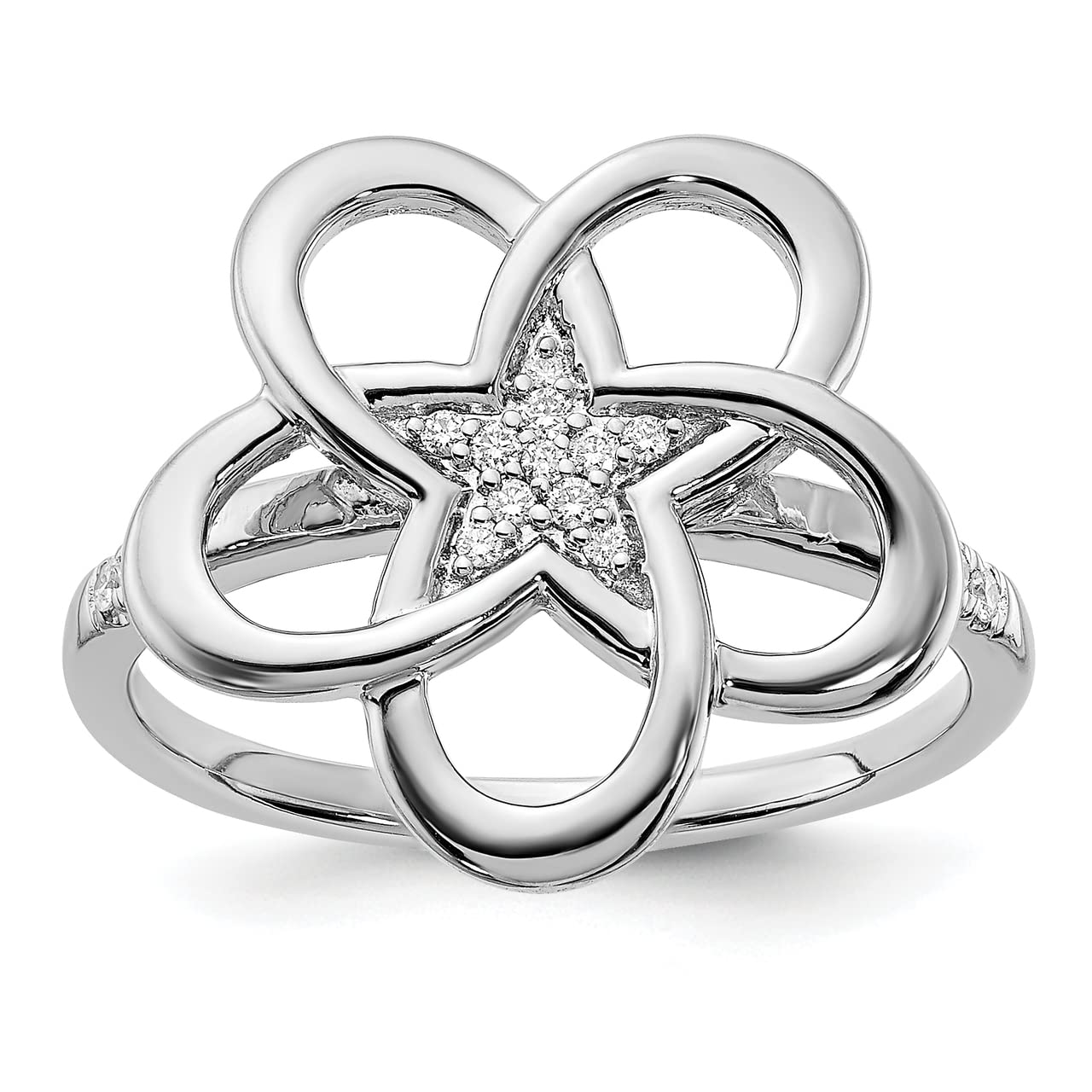 14K White Gold Diamond Flower Ring for Women - Elegant Floral Engagement & Wedding Band - Perfect for Anniversaries, Proposals, and Special Occasions