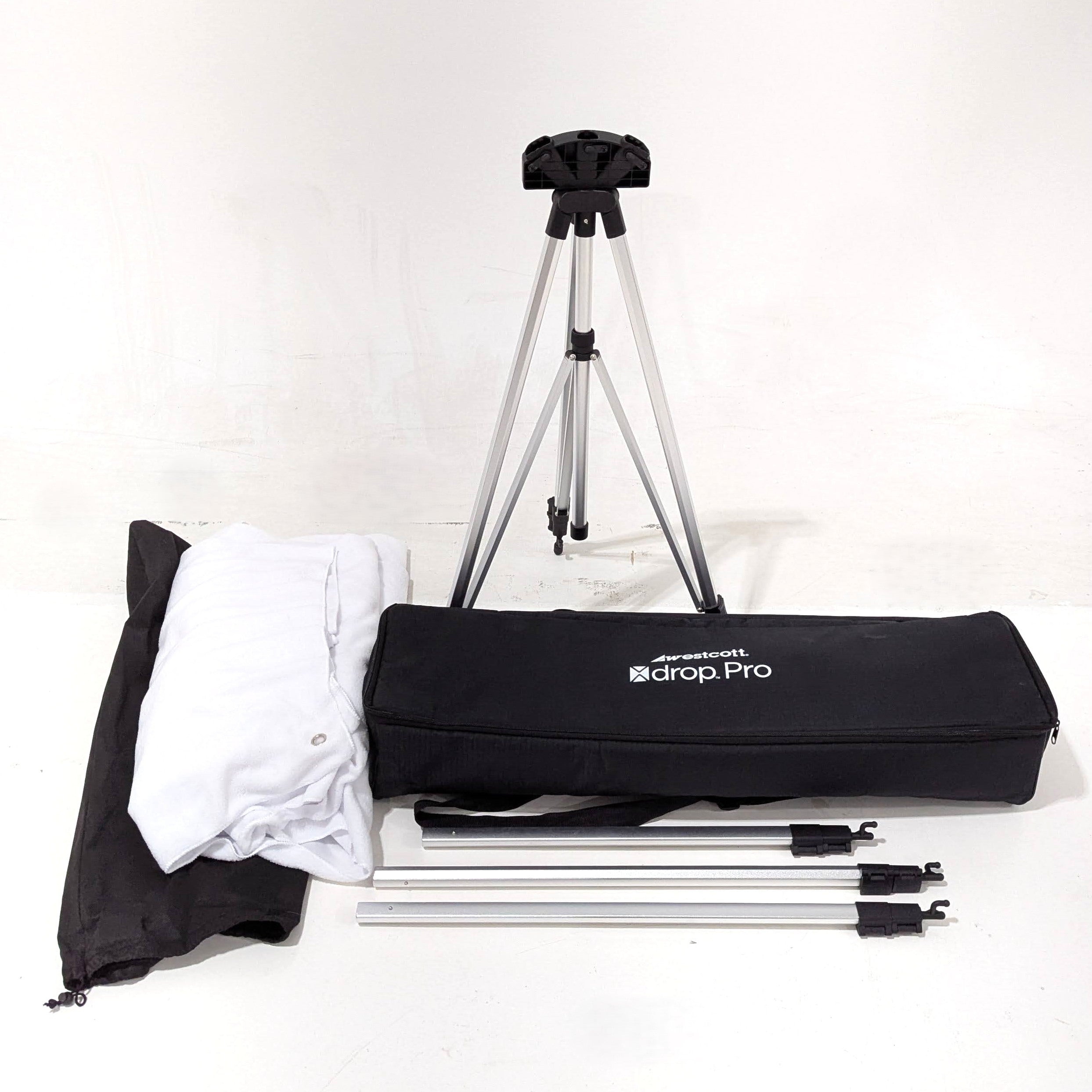 Westcott X Drop Pro Fabric Backdrop Kit - High Key White, 8x8 ft - Professional Photography Backdrop for Studio Portraits, Product Shoots & Video Backgrounds