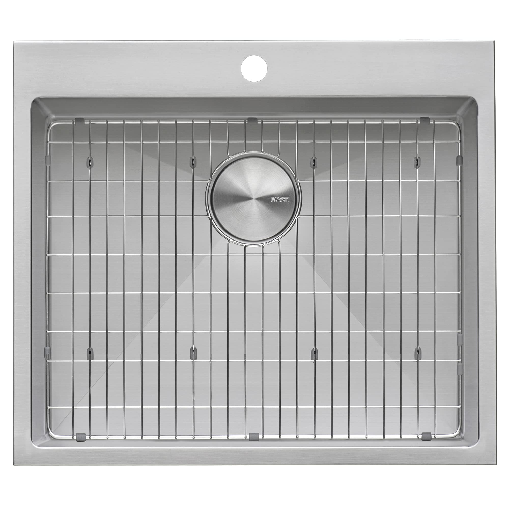 Ruvati 25 x 22 x 12 Inch Stainless Steel Utility Sink - 16 Gauge Topmount Laundry Sink with Rounded Corners (Model RVU6015) - Perfect for Laundry Rooms, Basements, Garages & RV Use