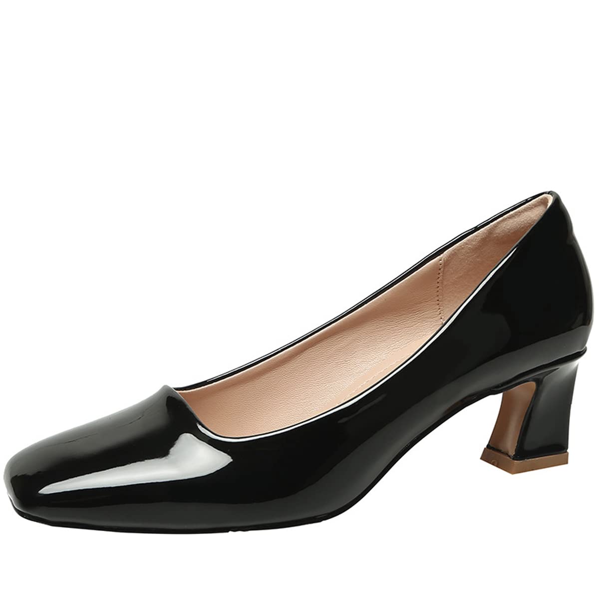 YinZhen Qin Women's Genuine PU Leather Low Heel Square Toe Slip-On Loafers - Comfortable Casual Dress Flats for Walking, Office & Everyday Wear