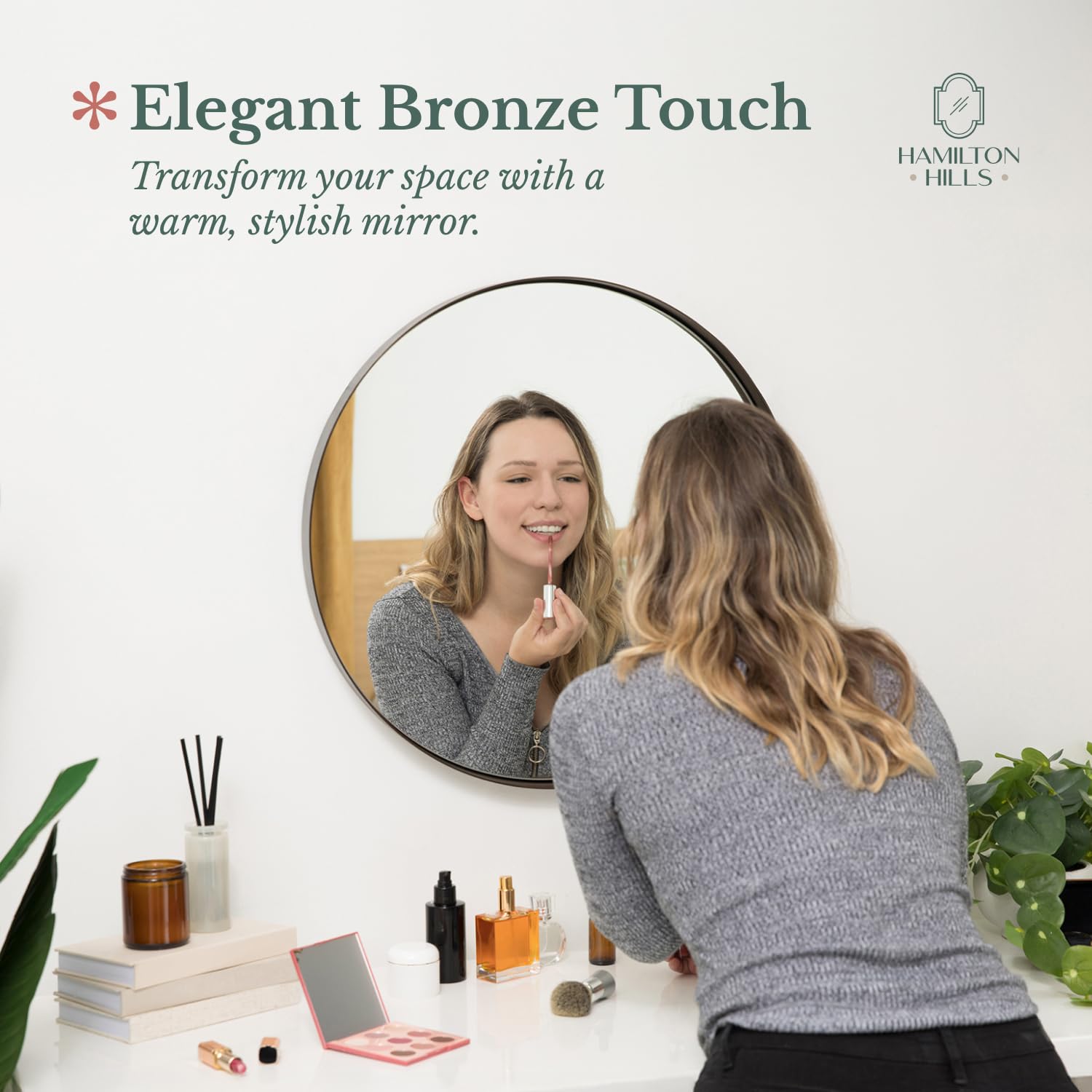 24-Inch Round Vanity Mirror with Oil Rubbed Bronze Frame - Modern Circular Wall Mirror for Bathroom, Bedroom & Entryway - Perfect Over Sink, Dresser or Hallway Decor - Elegant Home Accent Mirror