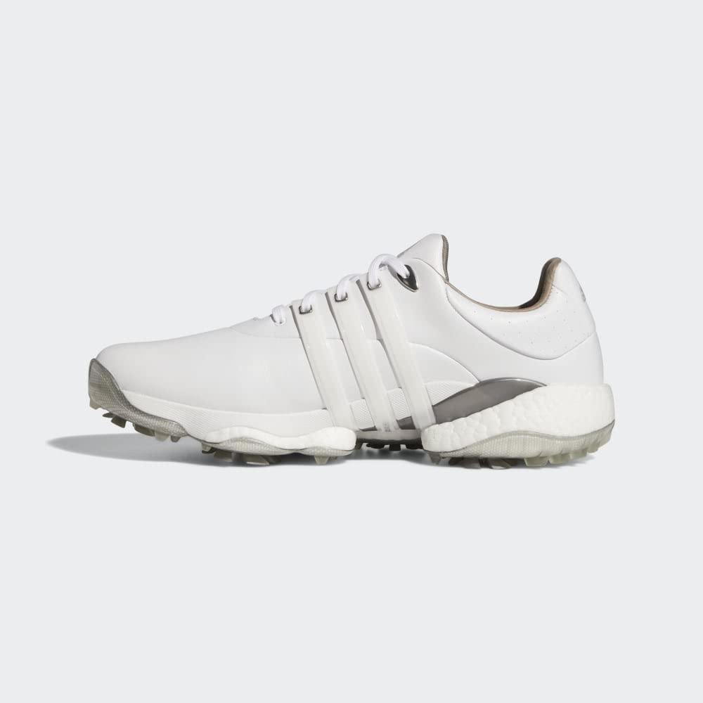 **Adidas Men's Tour360 22 Golf Shoes - White/Silver Metallic - Size 9 | Spiked Comfort & Performance for Golfers | Perfect for Tournaments & Practice Rounds**