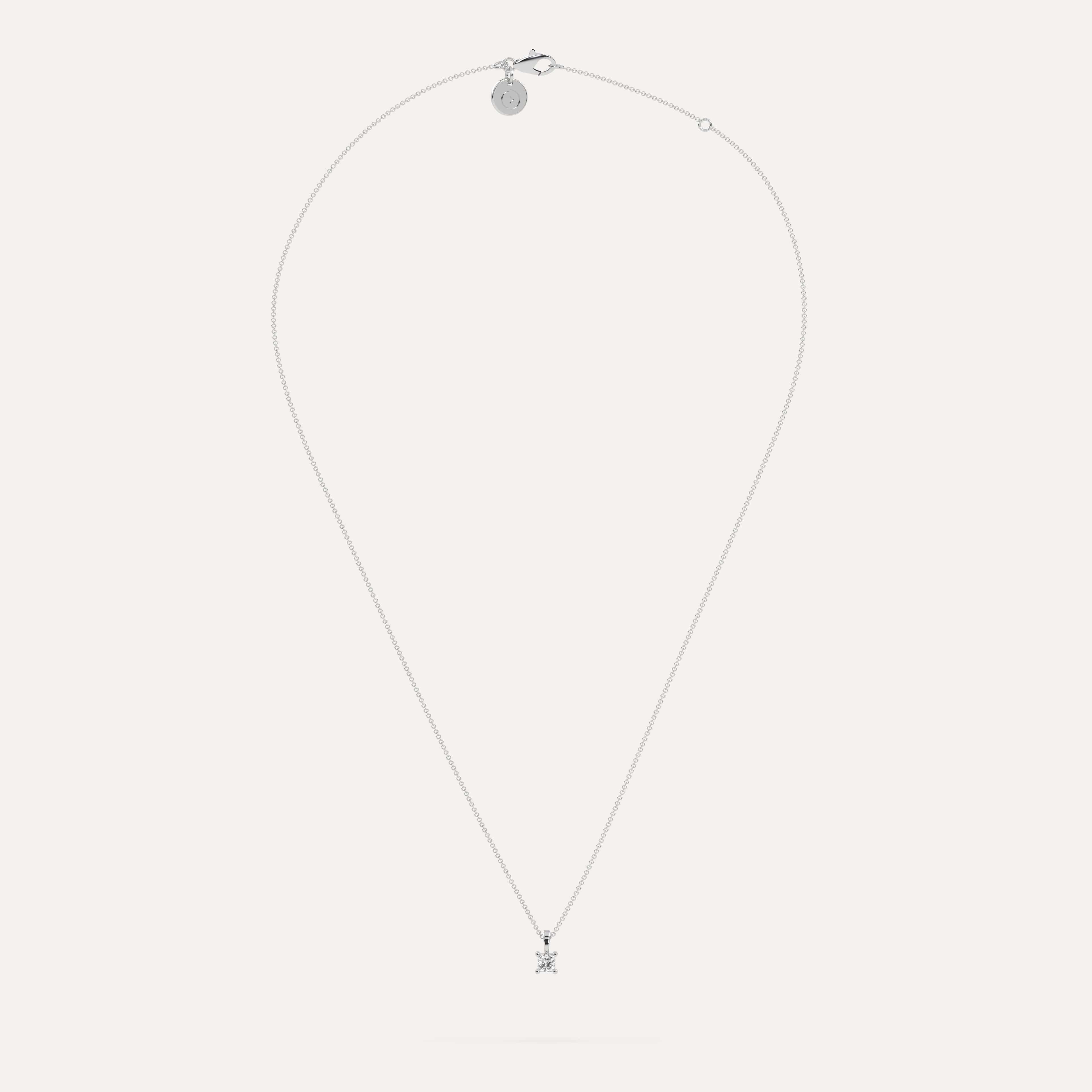 1/4 Carat Princess Cut Diamond Pendant Necklace for Women - 14K White Gold Chain - Elegant Gift for Anniversary, Valentine's Day & Special Occasions
