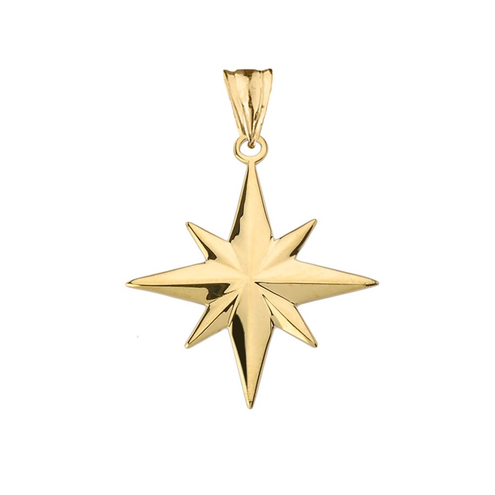 14k Yellow Gold North Star Charm Pendant Necklace - Perfect for Gift Giving, Anniversary & Everyday Elegance