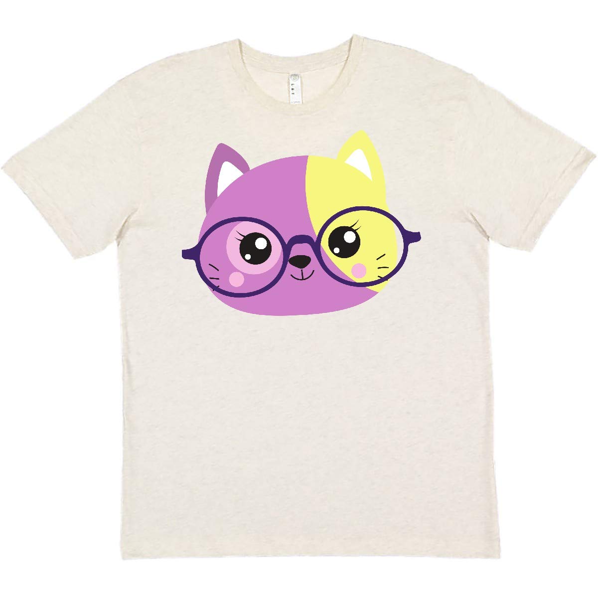 Inktastic Hipster Cat with Glasses - Cute Kitten Graphic T-Shirt for Women & Men - Perfect for Casual Wear, Cat Lovers & Funny Gift Ideas