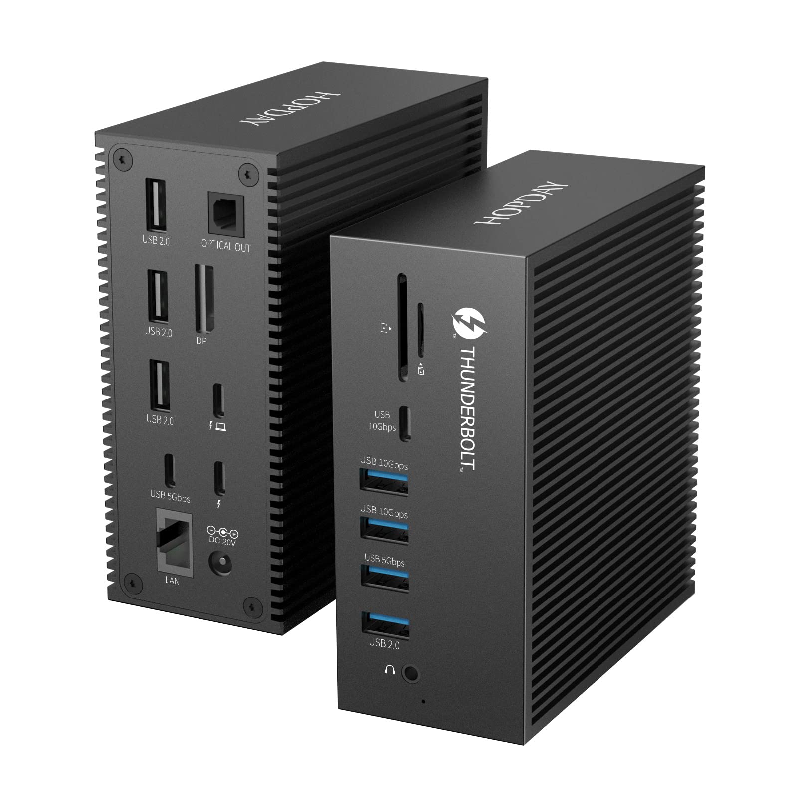 18-in-1 Thunderbolt 3 Docking Station with Dual 4K@60Hz Display, 8K DisplayPort, 10 USB Ports (2x USB-C, 7x USB-A), Gigabit Ethernet, SD/TF Card Reader, 65W Power Delivery - Perfect for MacBook Pro, Windows Laptops & Home Office Setup