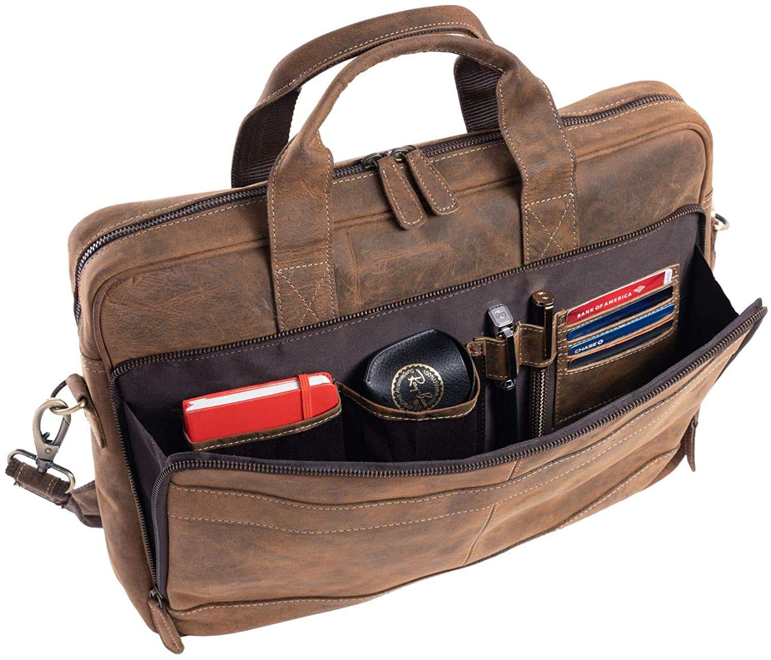 Handmade Leather Journal with Lined Paper & 18 Inch Laptop Messenger Bag - Premium Leather Briefcase Combo for Men & Women | Perfect for Office, Travel & Business Professionals