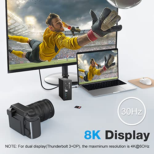 18-in-1 Thunderbolt 3 Docking Station with Dual 4K@60Hz Display, 8K DisplayPort, 10 USB Ports (2x USB-C, 7x USB-A), Gigabit Ethernet, SD/TF Card Reader, 65W Power Delivery - Perfect for MacBook Pro, Windows Laptops & Home Office Setup