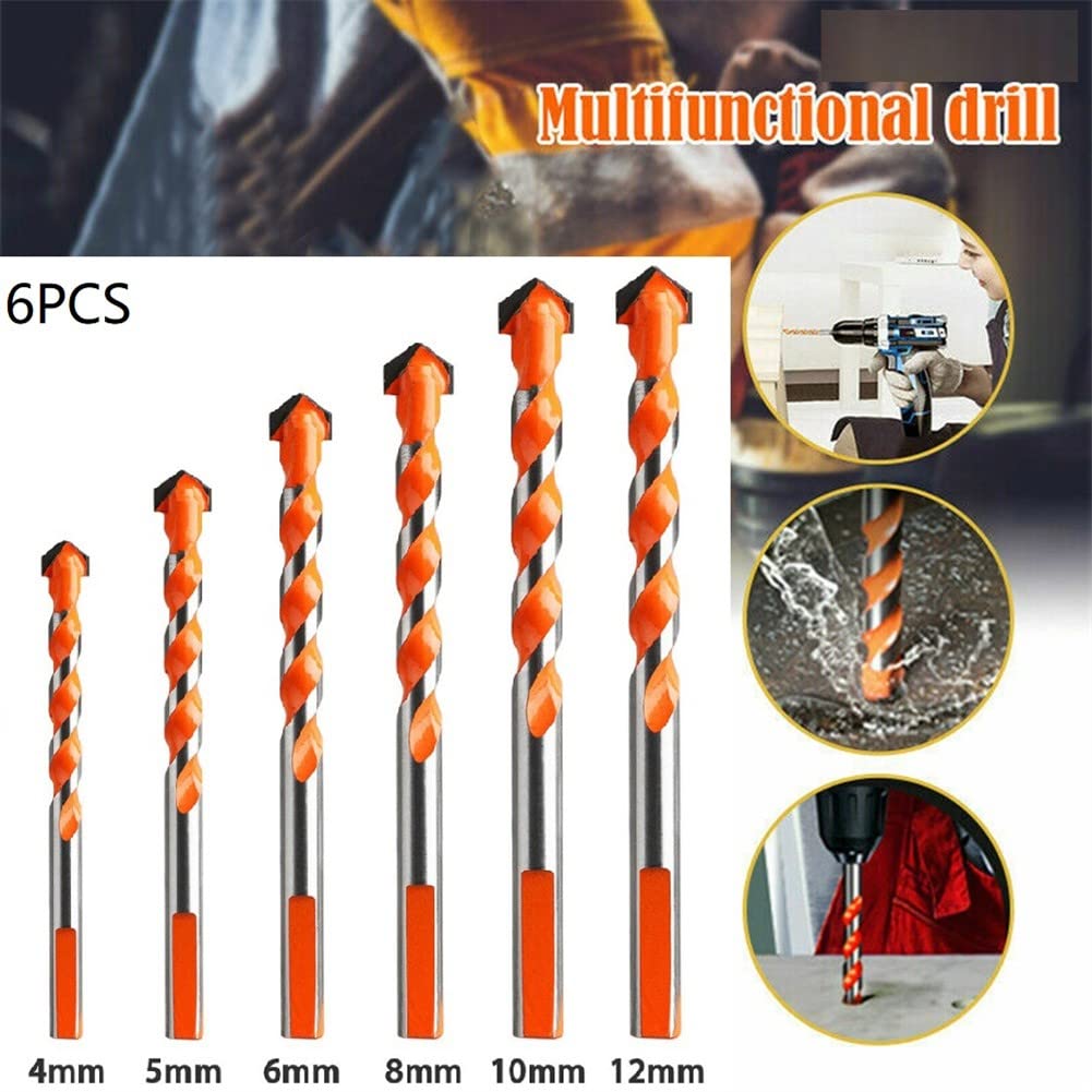 6-Piece Multi-Purpose Drill Bit Set for Tile, Glass, Ceramic, Marble & Wood - Professional Construction & Woodworking Tools - Perfect for DIY Home Projects, Renovations & Crafting