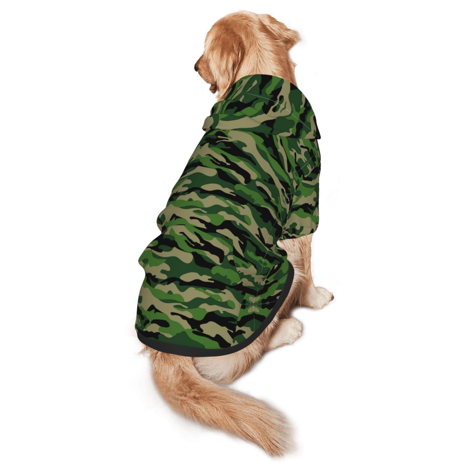 Green Camouflage Dog Hoodie - Stylish Pet Sweater & Sweatshirt for Medium & Large Dogs - Fashionable Outfit for Outdoor Adventures & Daily Walks