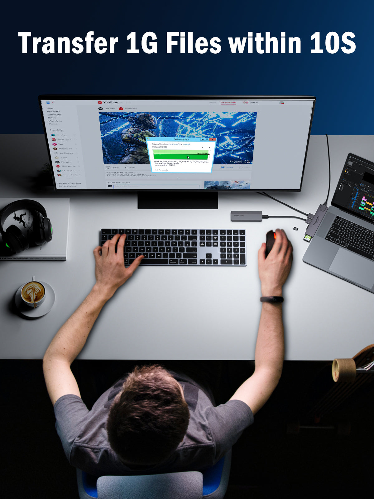 LEMORELE™ TC47 7-in-2 USB-C Hub for MacBook - Adapter with 4K HDMI, USB 3.0, SD/TF Card Reader, PD Charging - Perfect for Home Office, Travel & Multi-Screen Workstations