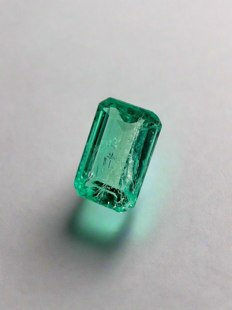 0.77 Carat 7x4.5mm Glowing Loose Colombian Emerald - Emerald Cut Gemstone for Jewelry Making & Engagement Rings
