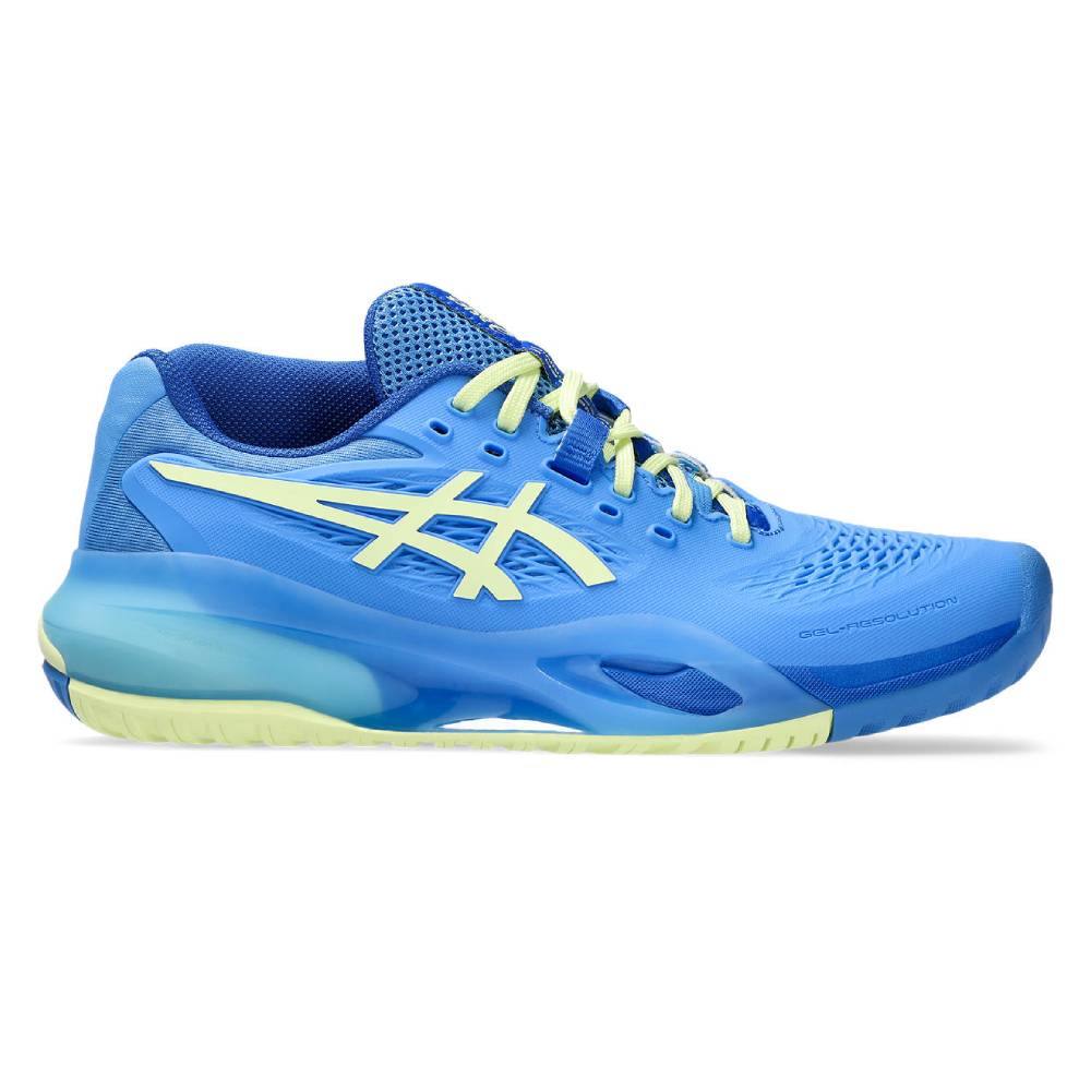 ASICS Gel Resolution X Women's Tennis Shoes - Lightweight & Supportive Court Shoes for Women in Blue Coast/Huddle Yellow | Perfect for Competitive Matches & Training Sessions